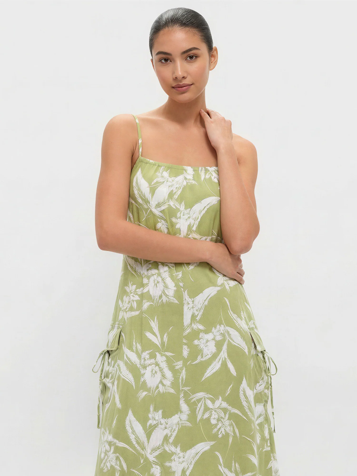 Sleeveles Tropical Floral Midi Dress - Image 12
