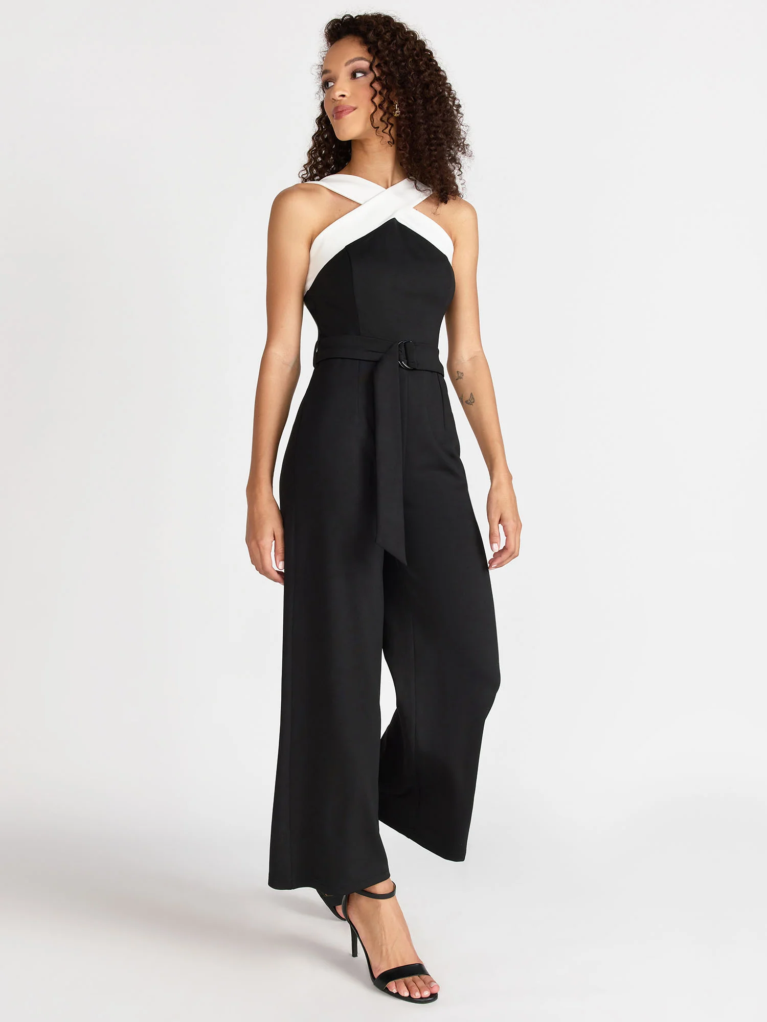 Sleeveless Belted Criss Cross Jumpsuit