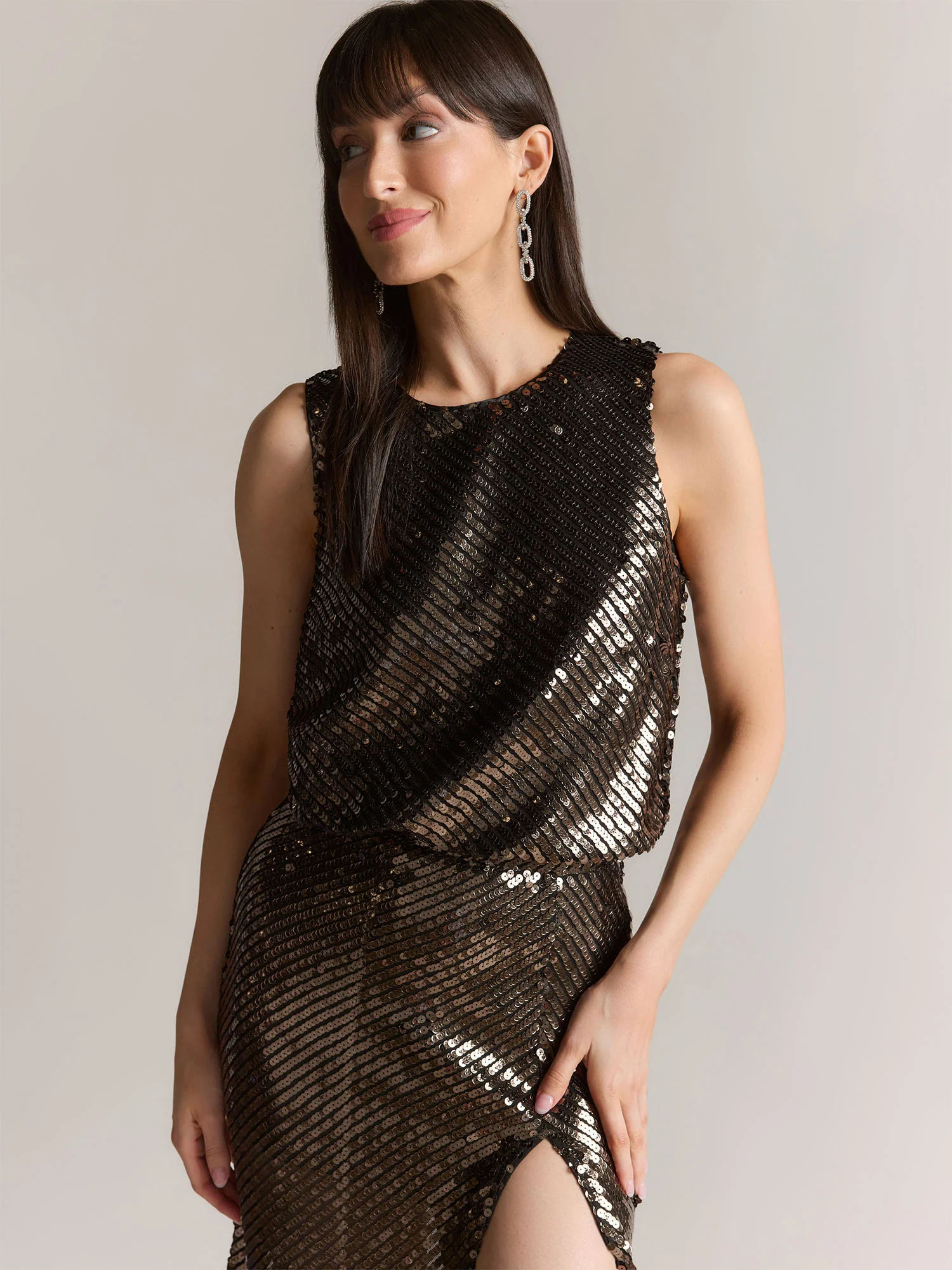 Mustard Seed Sleeveless Bubble Hem Sequin Top - Brands We Love