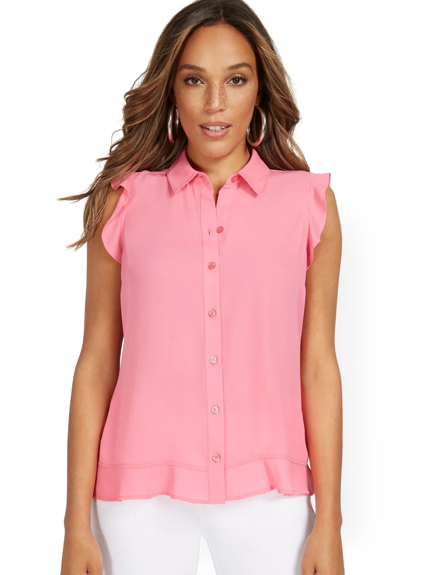 Sleeveless Button-Front Flouncy Top - Image 15