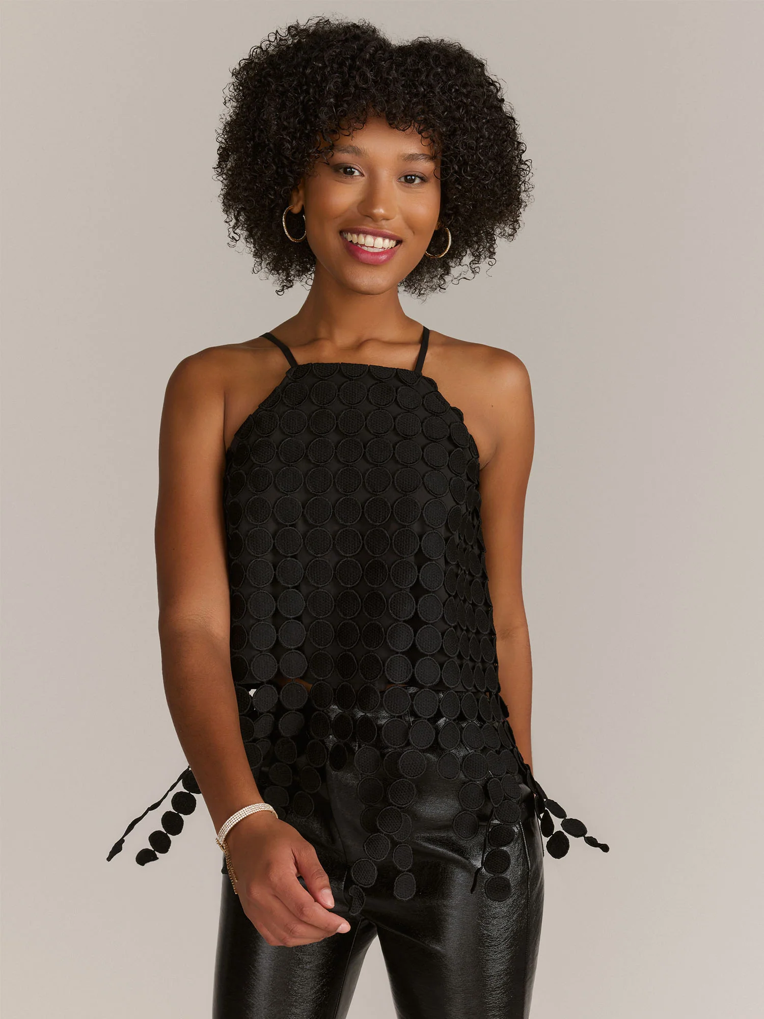 Just Me Sleeveless Circle Fringe Halter Top - Brands We Love