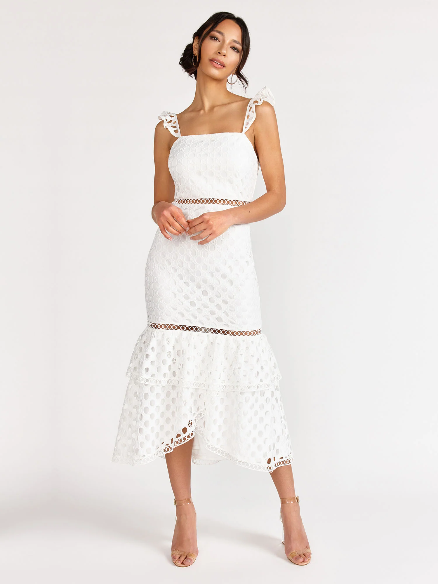 Just Me Sleeveless Crochet Lace Sheath Dress - Brands We Love