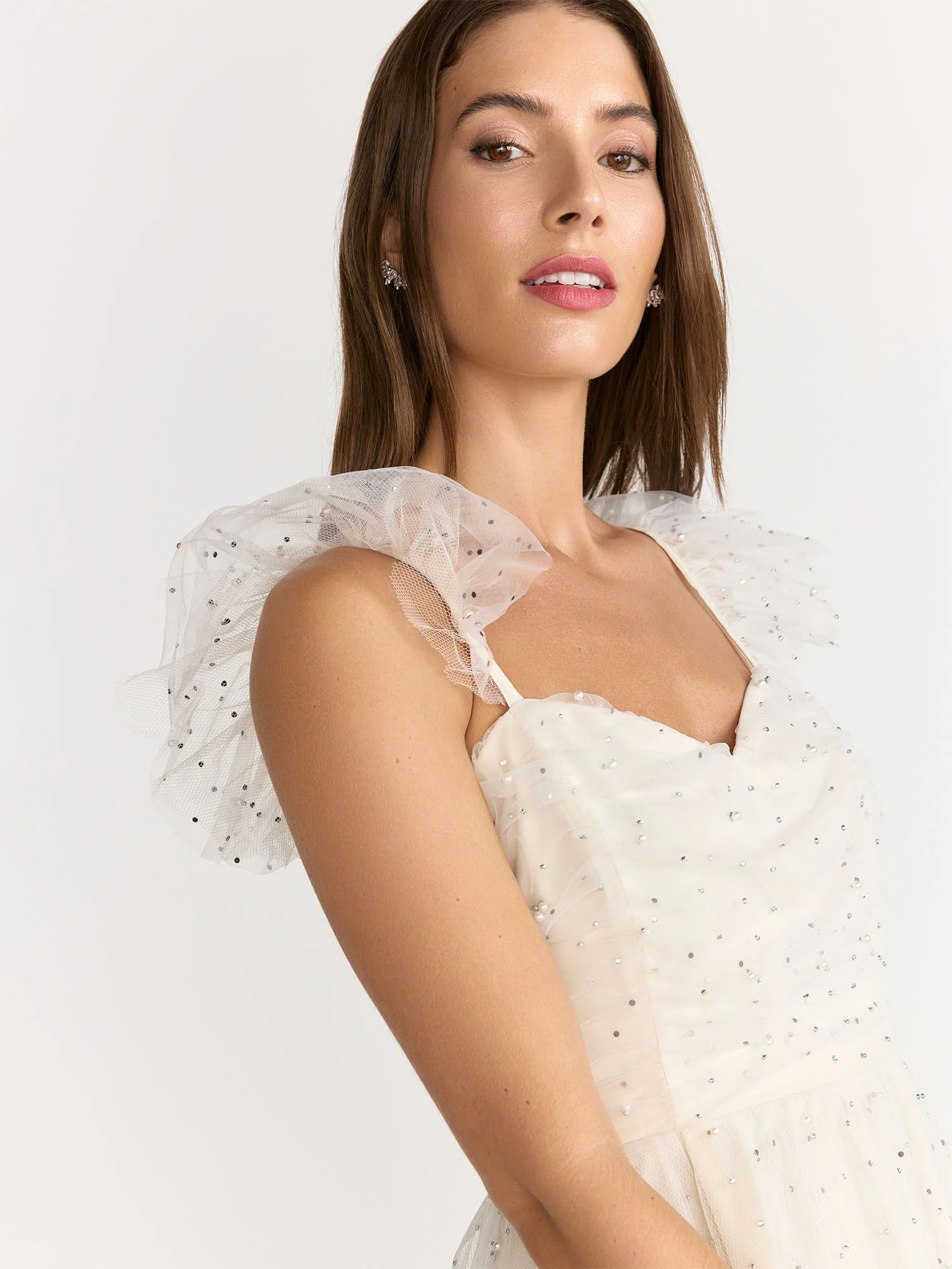 Just Me Sleeveless Crystal Embellished Tulle Dress - Brands We Love - Image 2