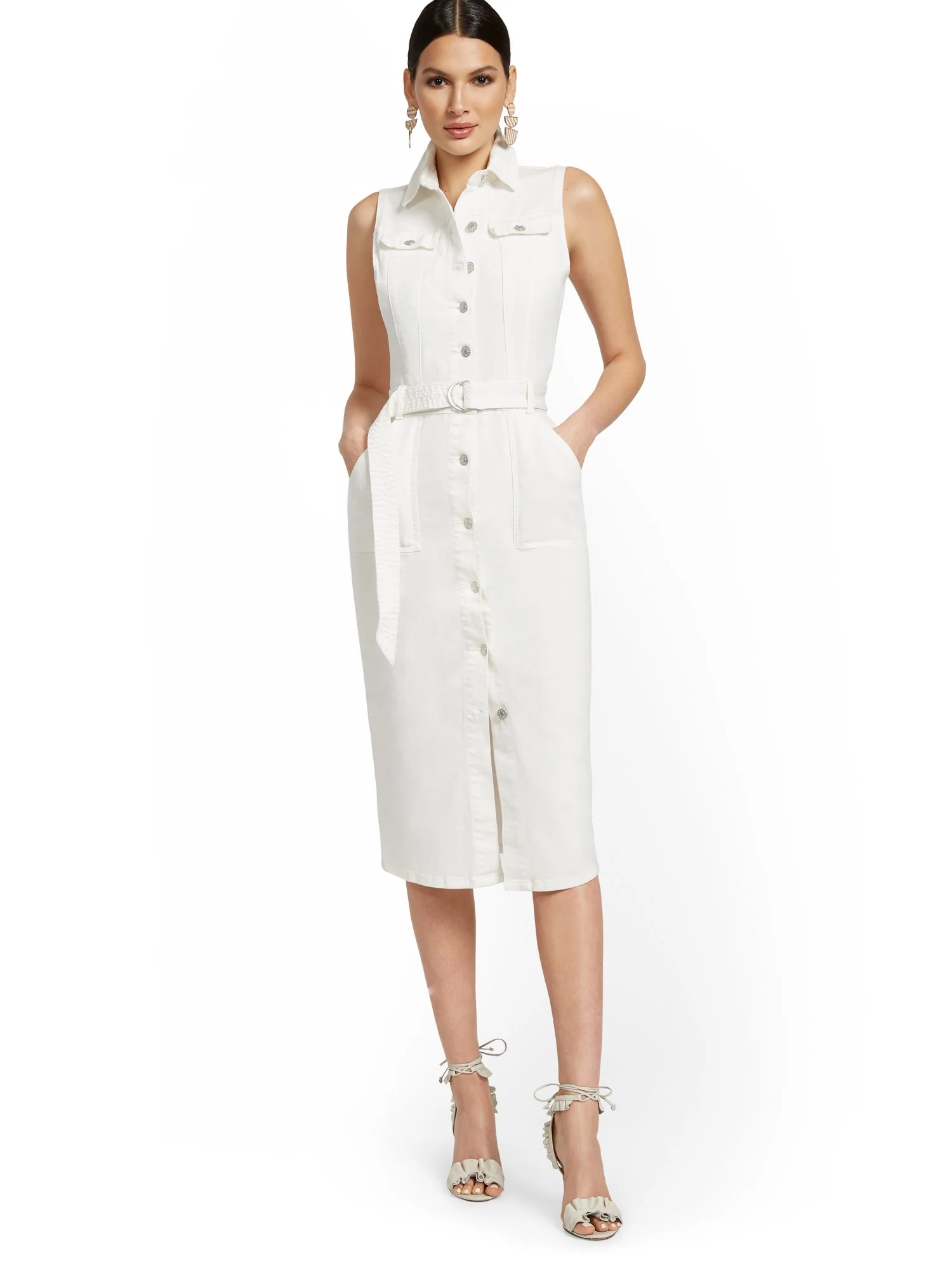 Sleeveless Denim Midi Dress - Image 2