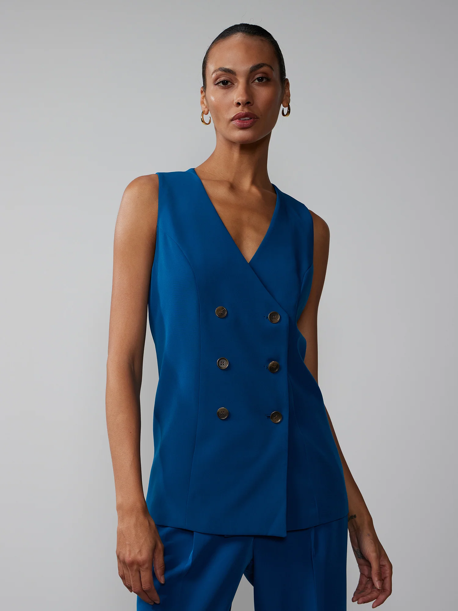 Sleeveless Double Breasted Vest