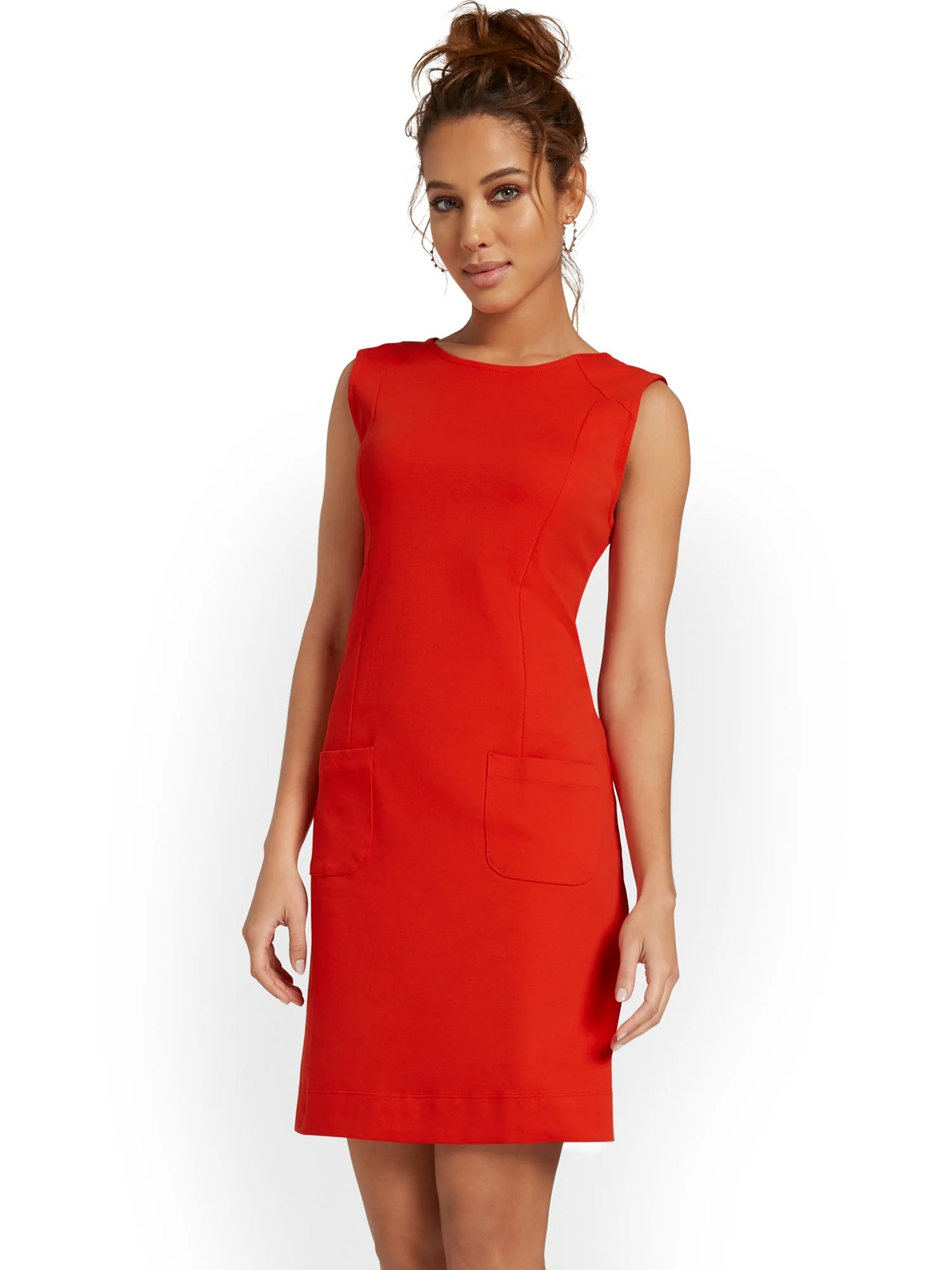 Sleeveless Double-Pocket Shift Dress - City Knits - Image 13