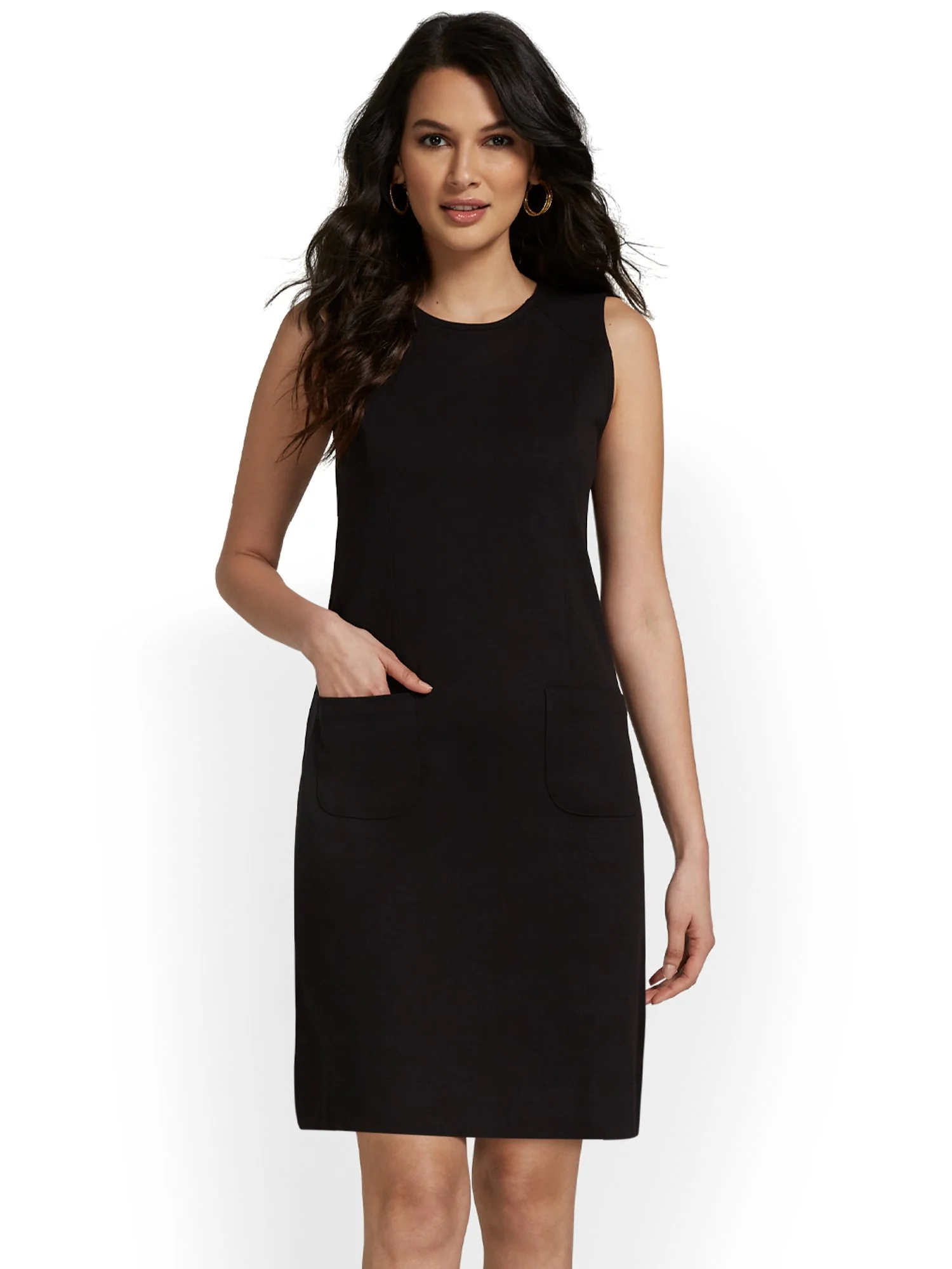 Sleeveless Double-Pocket Shift Dress - City Knits - Image 2