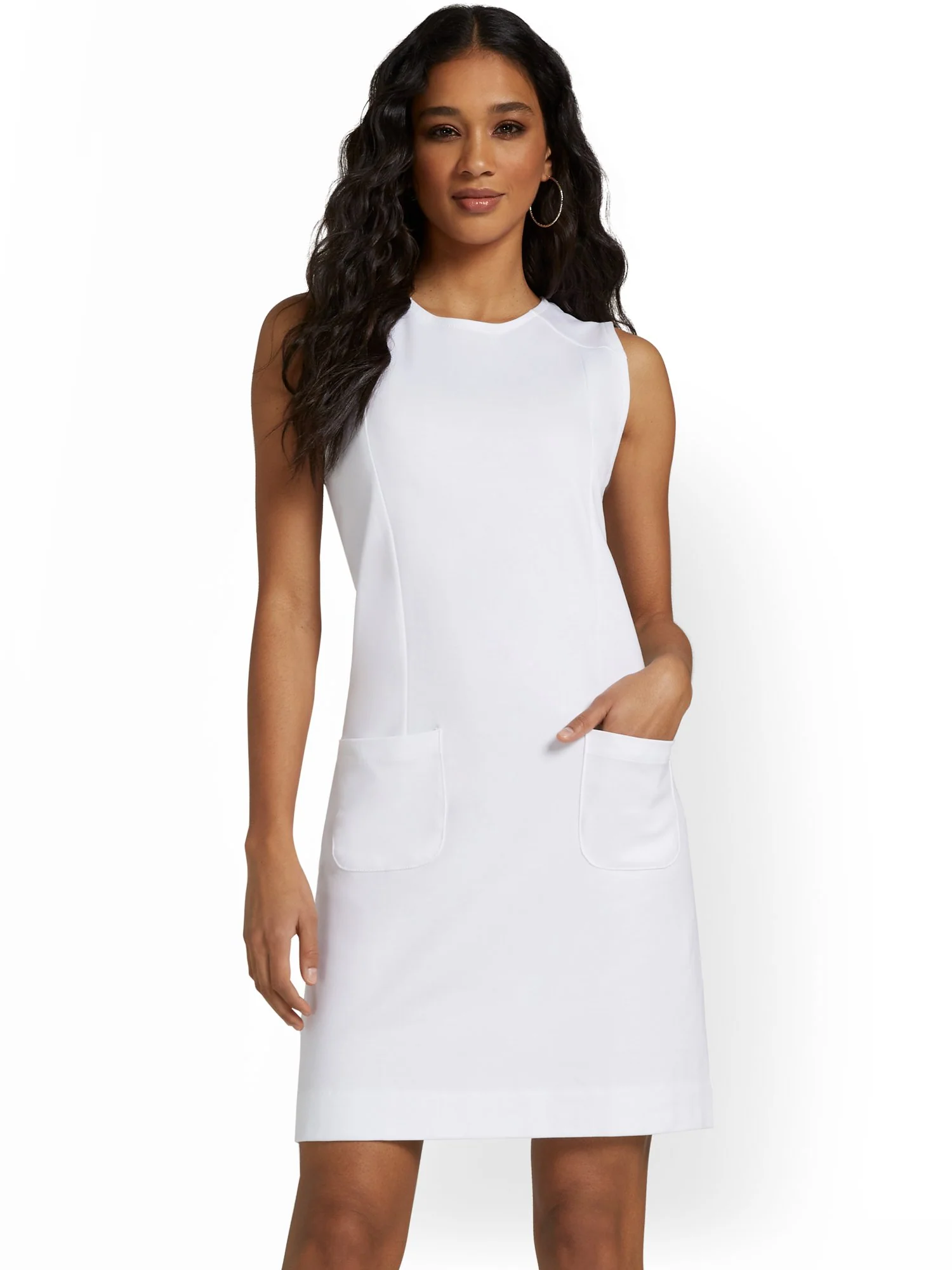 Sleeveless Double-Pocket Shift Dress - City Knits - Image 6