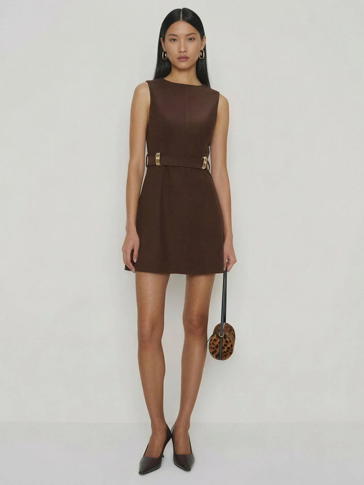 Gold Buckle Waist Mini Dress - Image 2