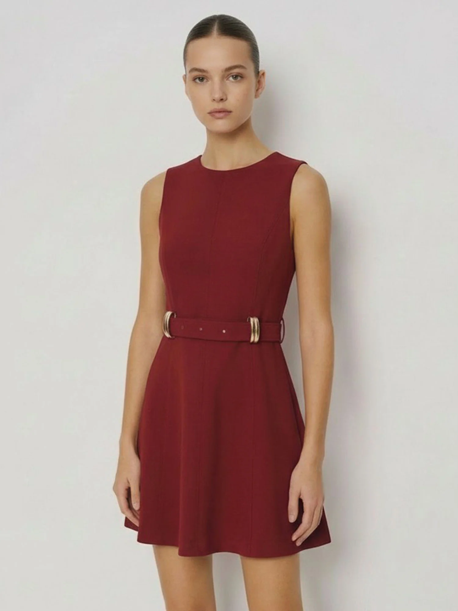 Gold Buckle Waist Mini Dress - Image 6