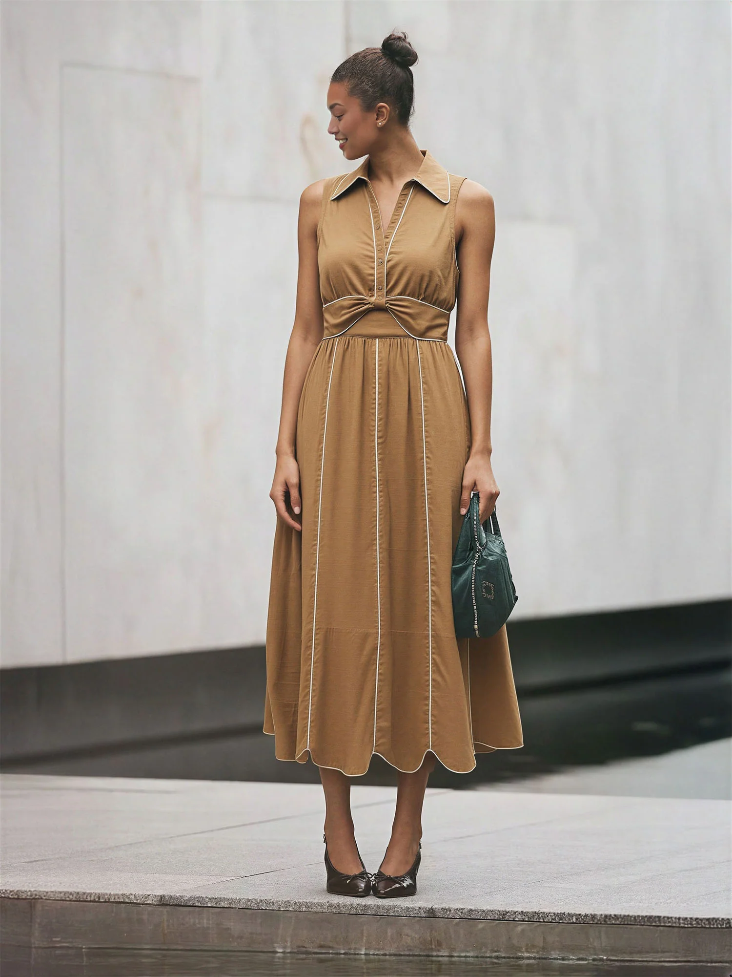Sleeveless Half Button Down Maxi Dress - Image 4