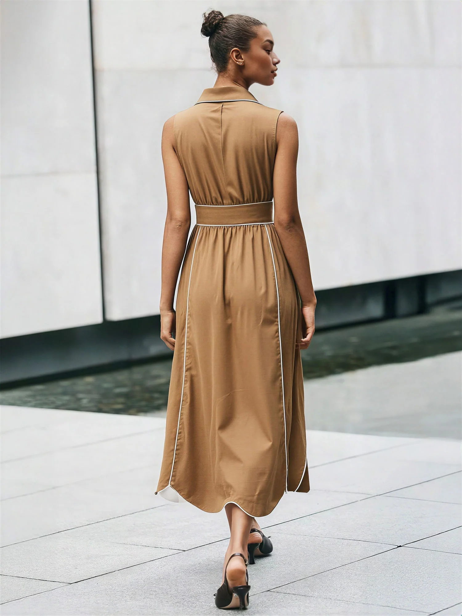 Sleeveless Half Button Down Maxi Dress - Image 5