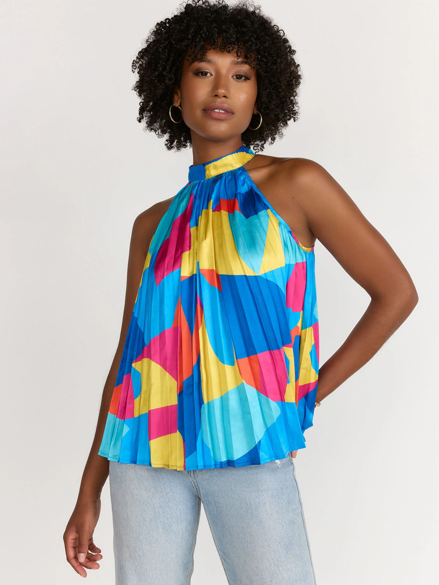 Flying Tomato Sleeveless Halter Neck Pleated Top - Brands We Love