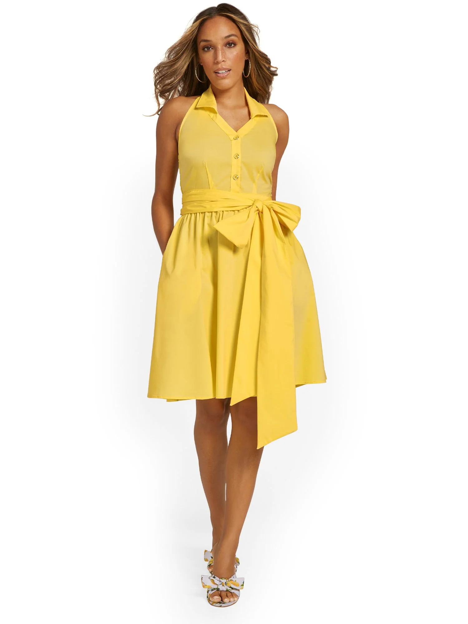 Sleeveless Halterneck Poplin Shirtdress - Image 4