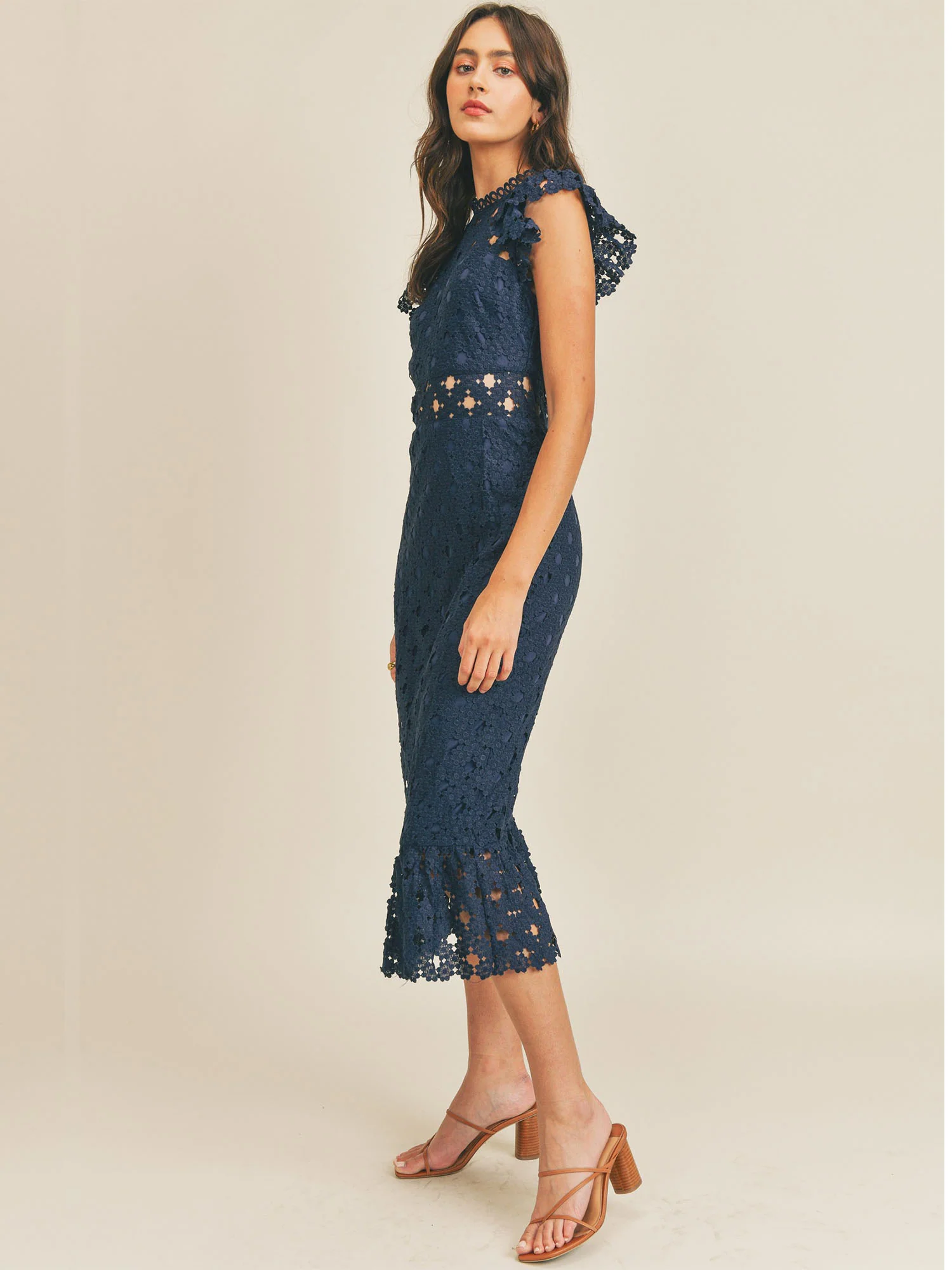 Sleeveless Illusion Crochet Lace Midi Dress - Just Me - Image 18