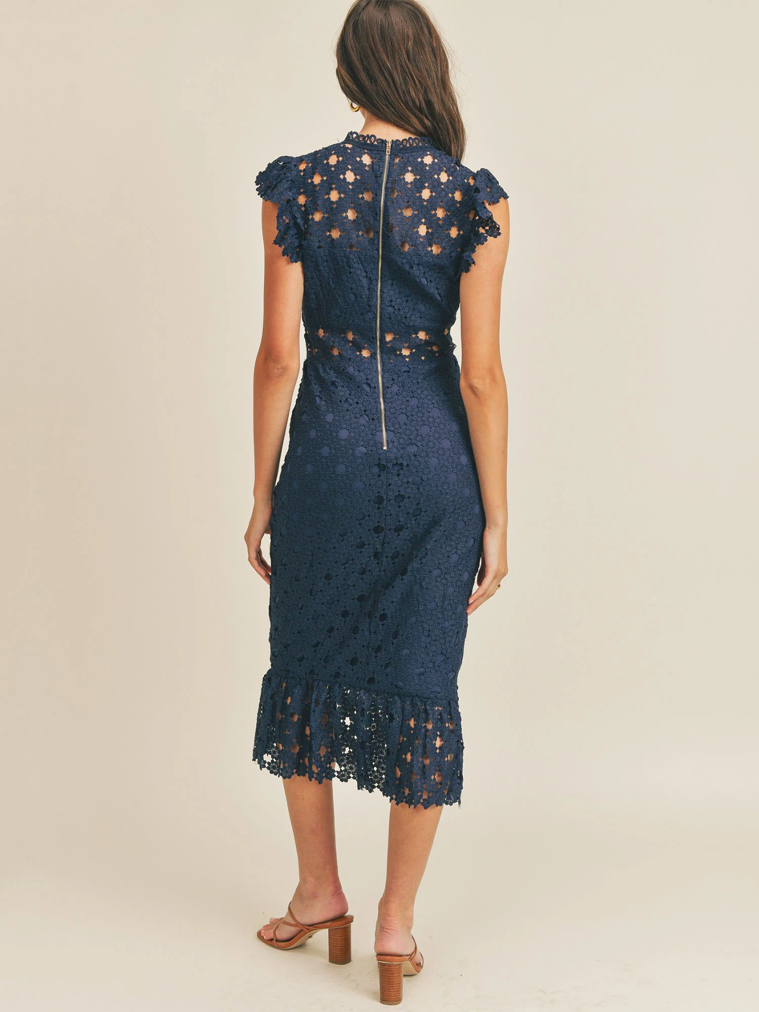 Sleeveless Illusion Crochet Lace Midi Dress - Just Me - Image 19