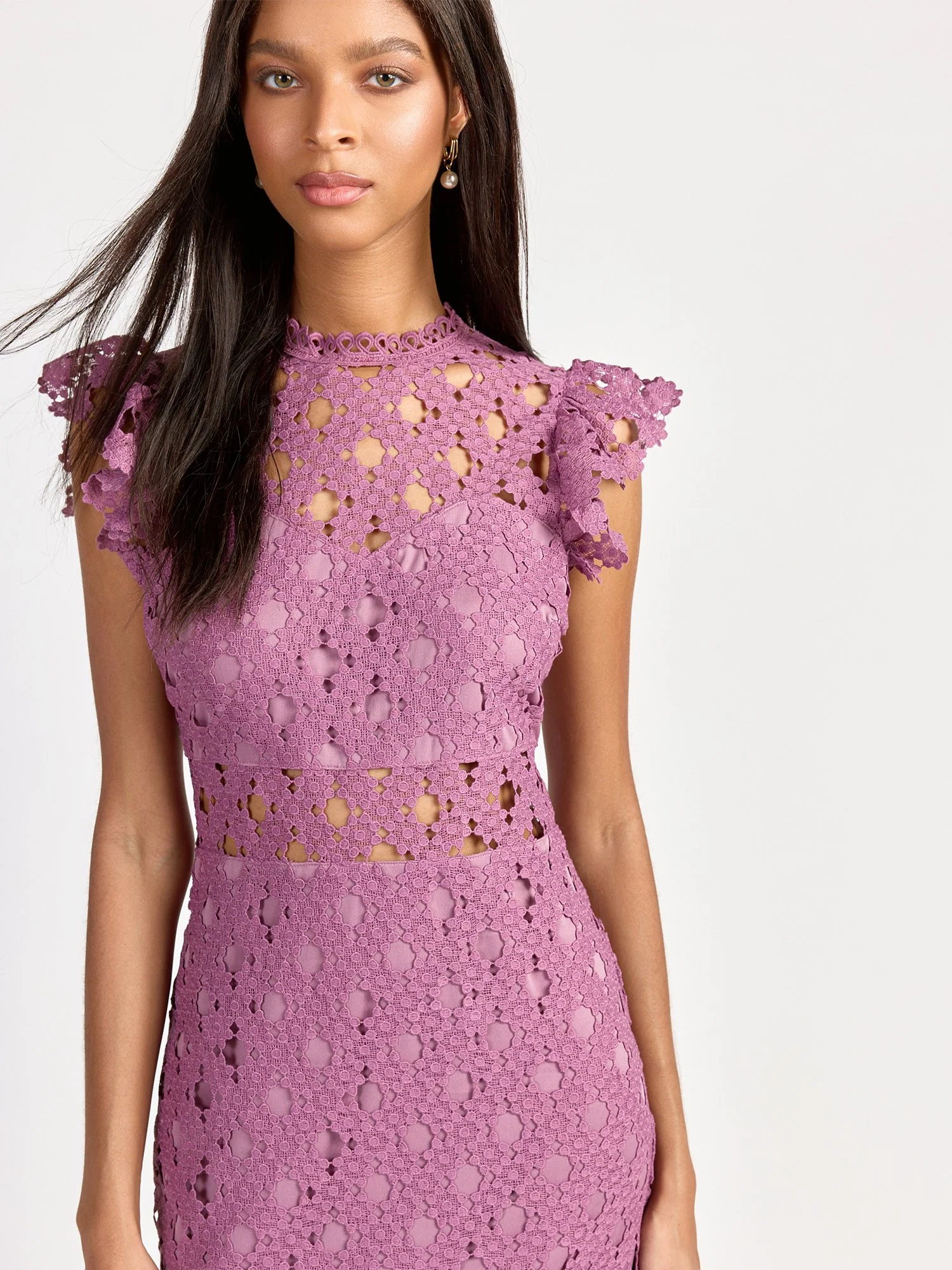 Sleeveless Illusion Crochet Lace Midi Dress - Just Me - Image 8
