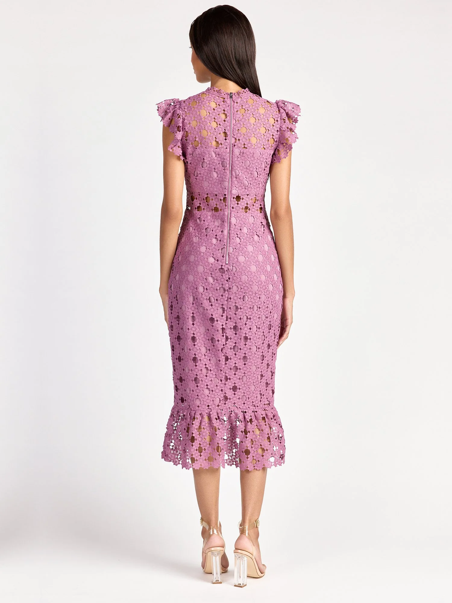 Sleeveless Illusion Crochet Lace Midi Dress - Just Me - Image 9