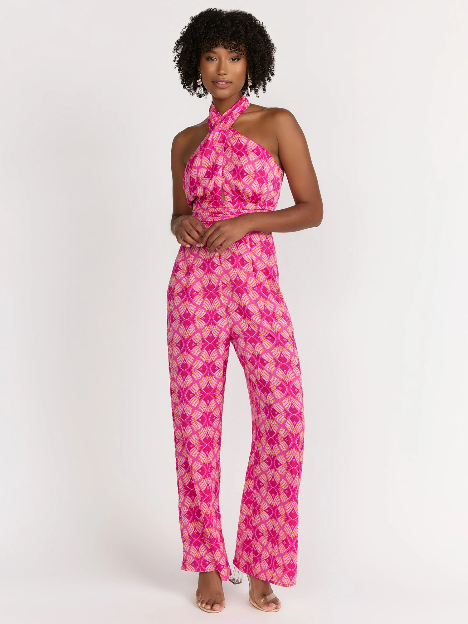 Milk & Honey Sleeveless Kaleidoscope Print Criss-Cross Halter Neck Jumpsuit - Brands We Love