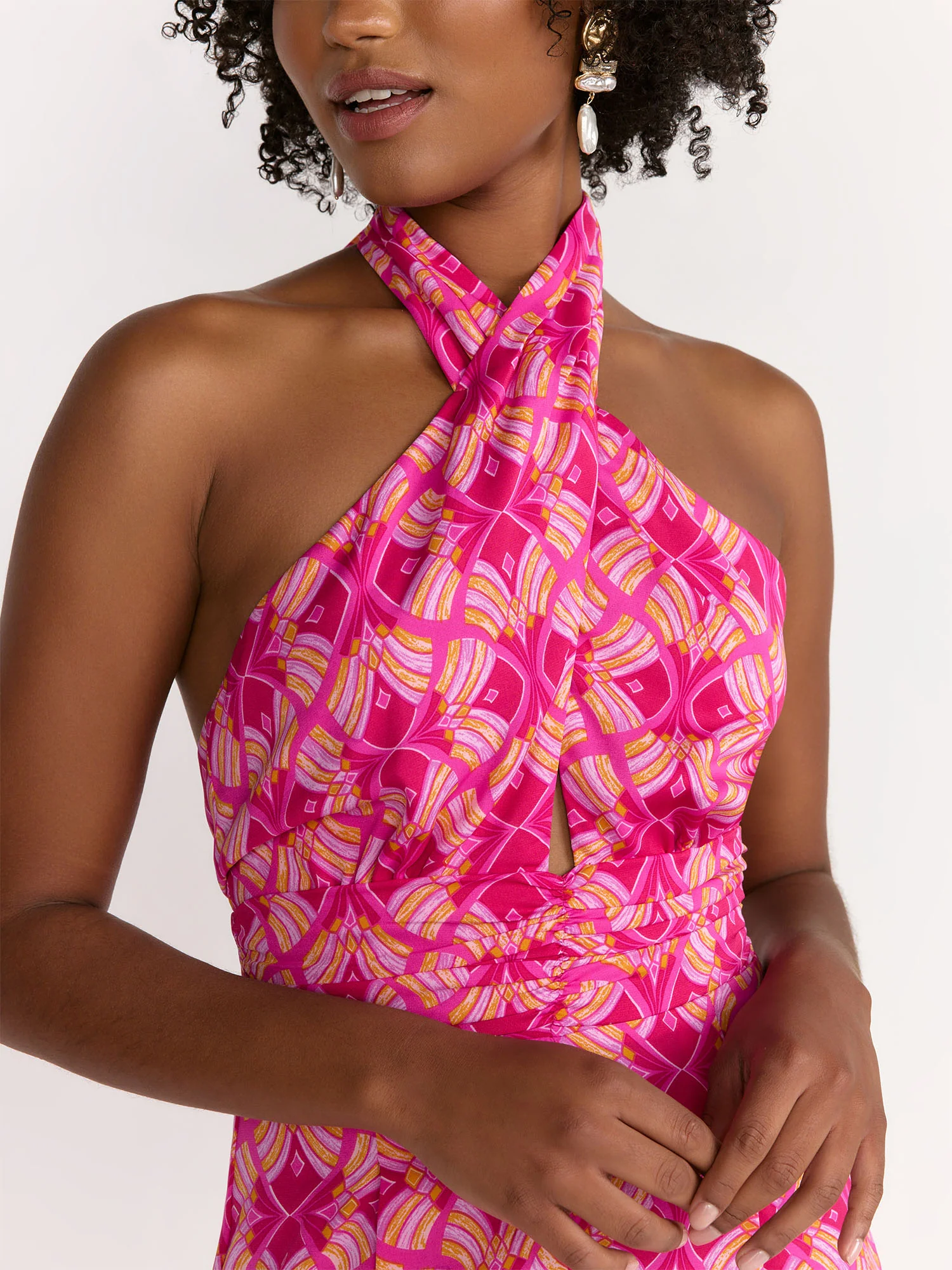 Milk & Honey Sleeveless Kaleidoscope Print Criss-Cross Halter Neck Jumpsuit - Brands We Love - Image 2