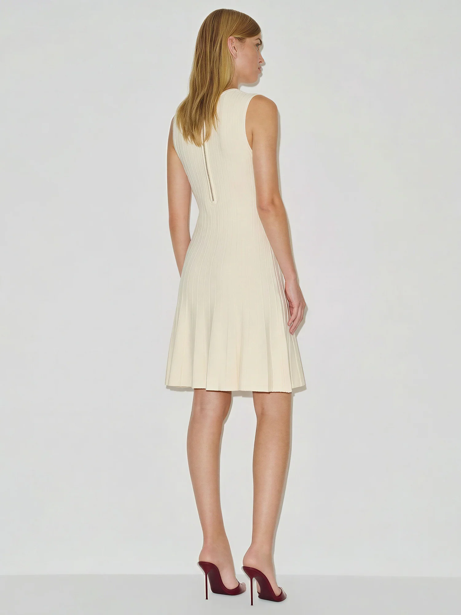 Sleeveless Key Hole Pleated Knit Mini Dress - Image 3