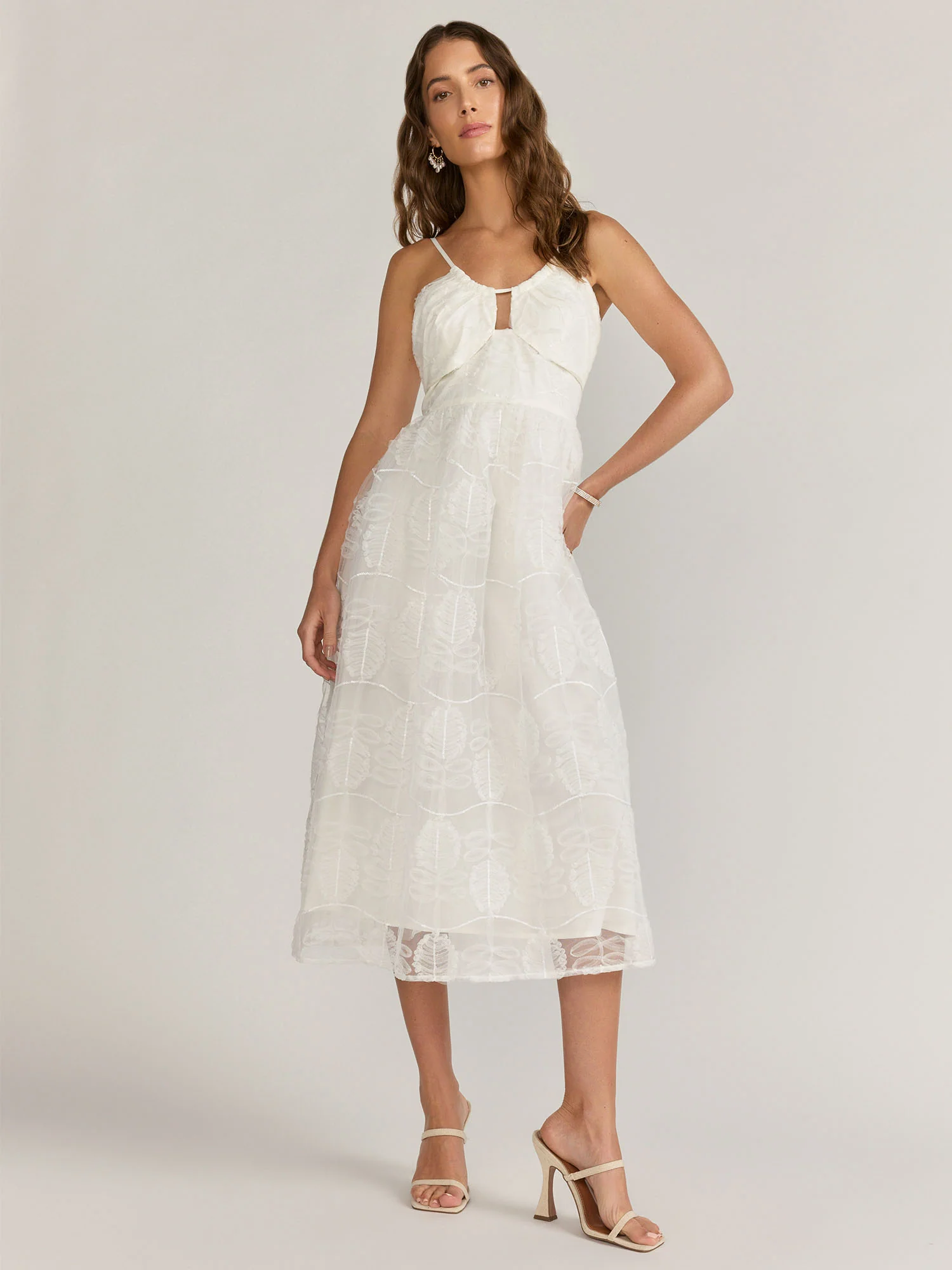 Sleeveless Leaf Sequin Mesh Dress - Just Me