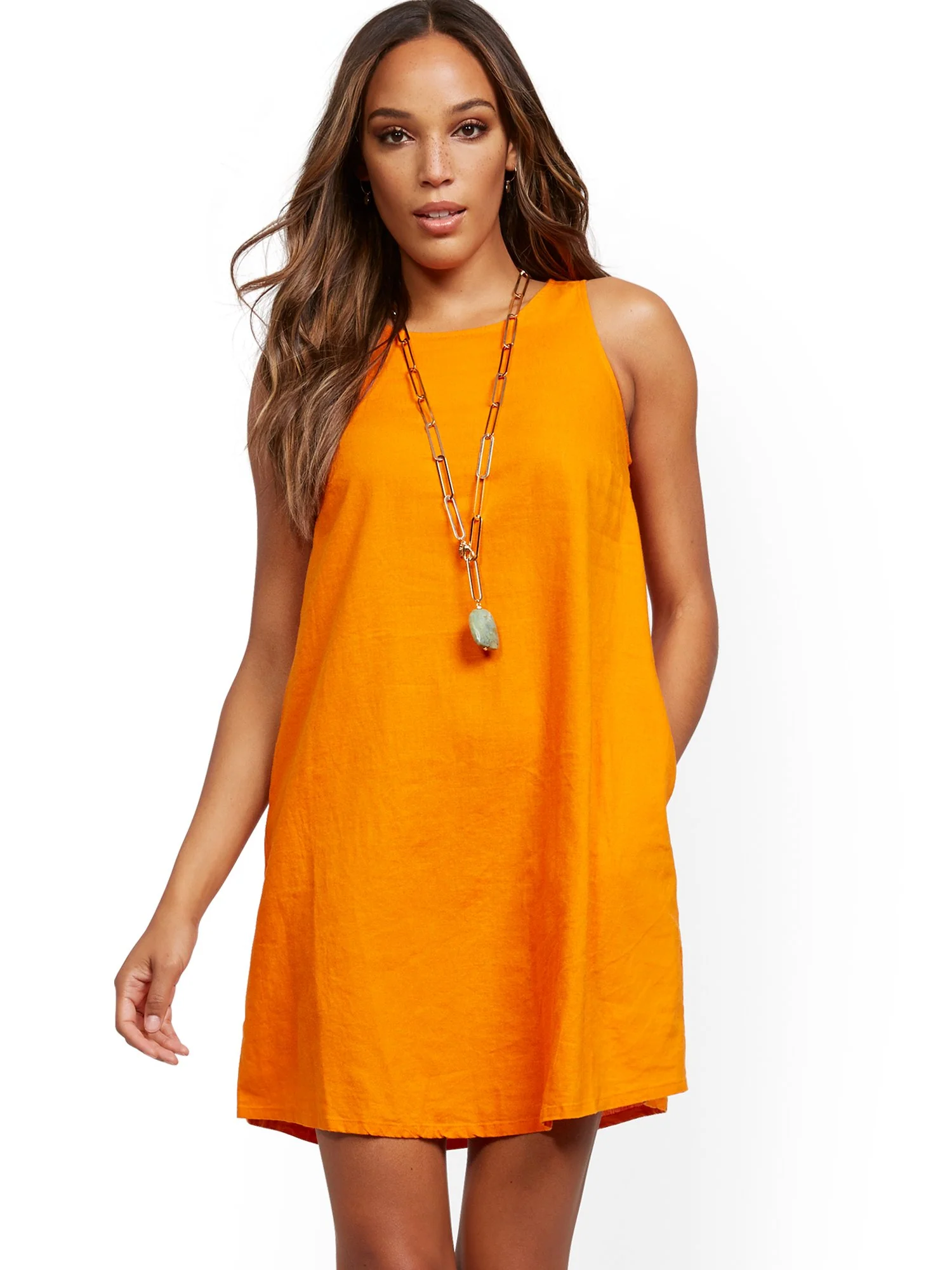 Sleeveless Linen Blend Dress - Image 11