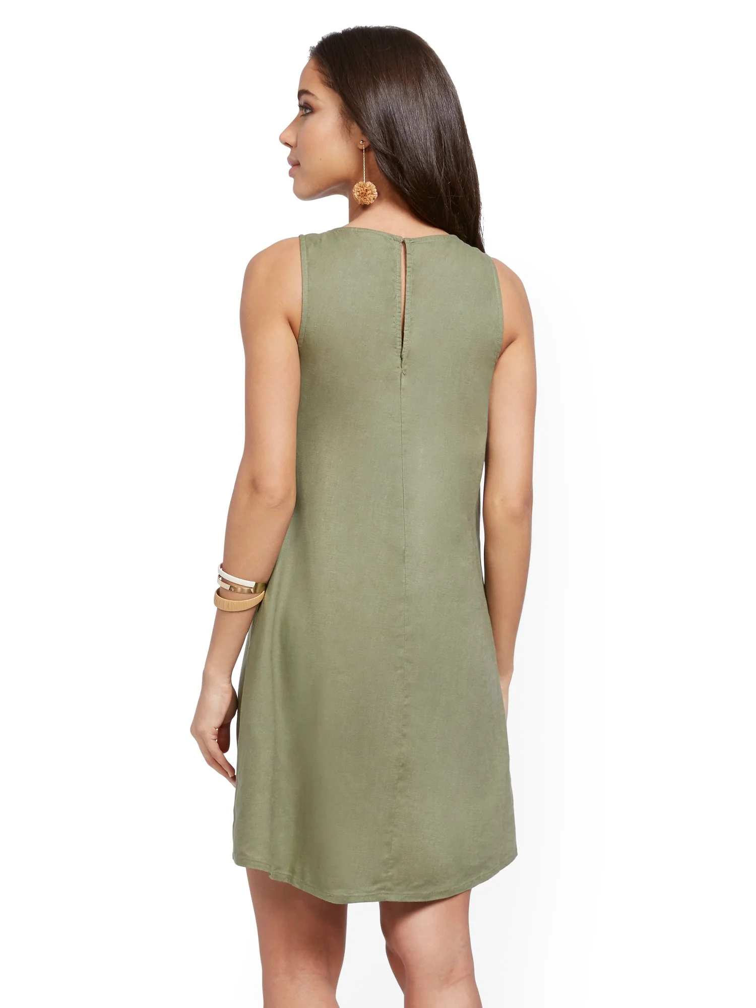 Sleeveless Linen Blend Dress - Image 7