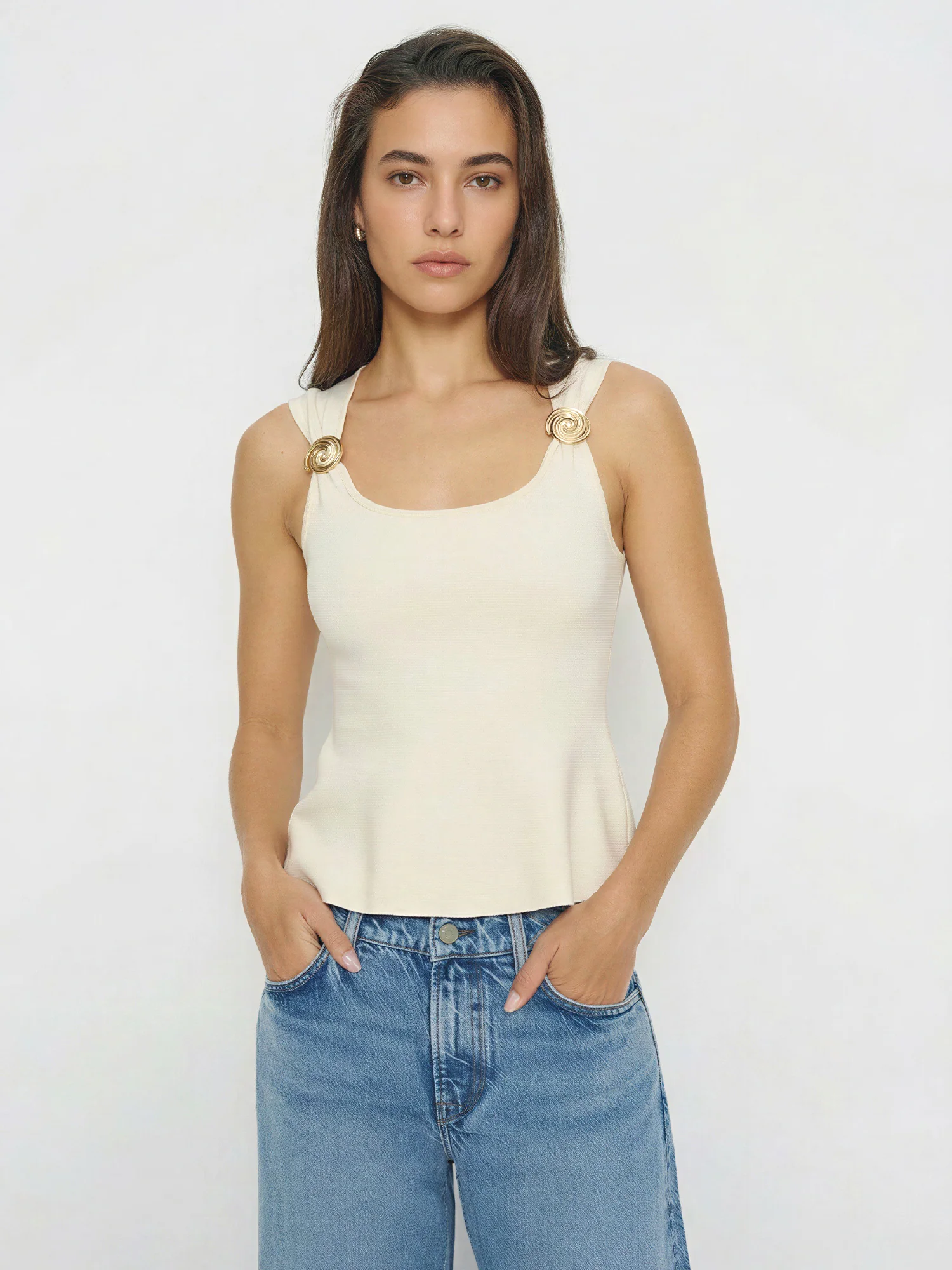 Sleeveless Pendant Knit Peplum Top - Image 11