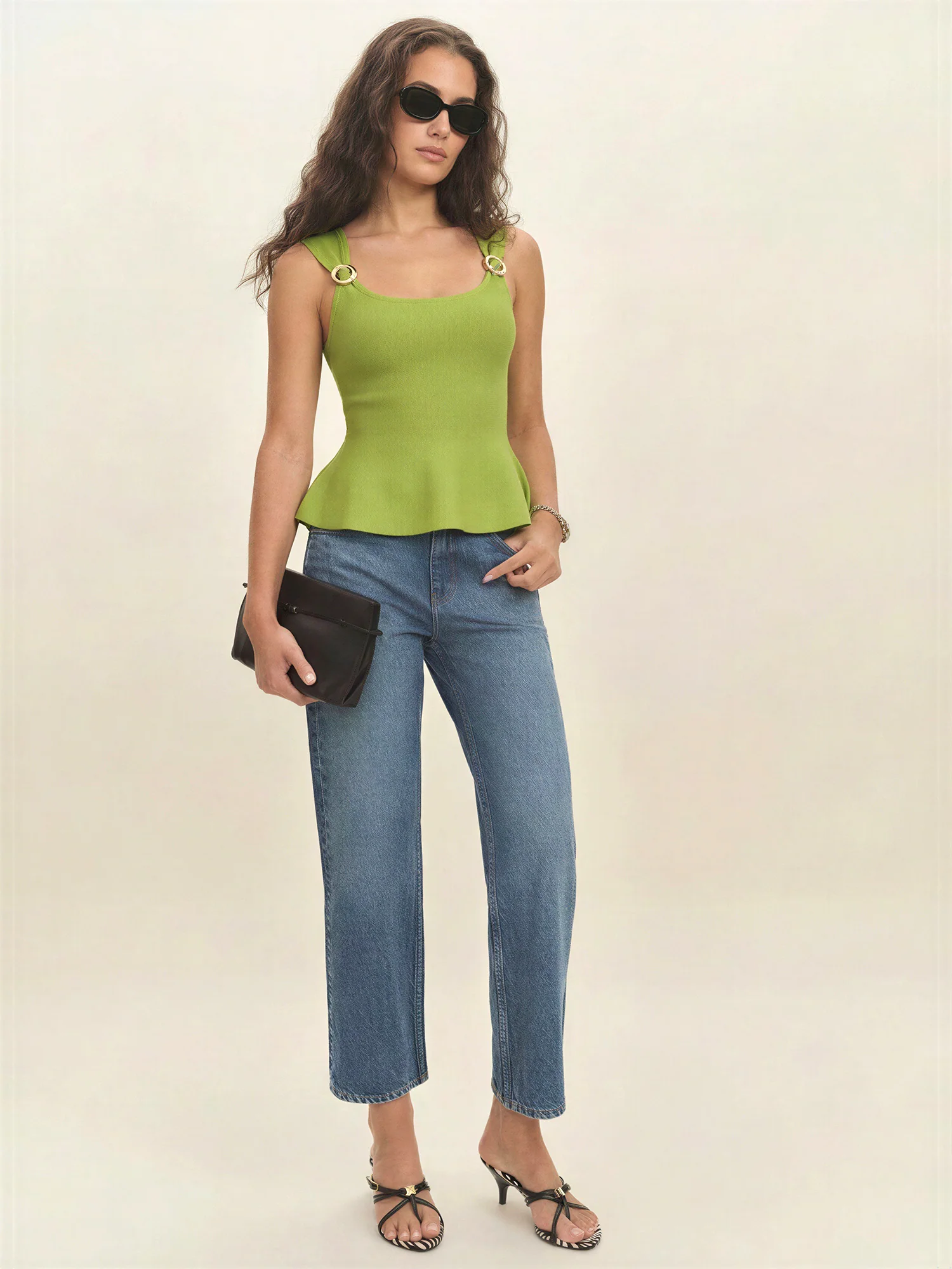 Sleeveless Pendant Knit Peplum Top - Image 7