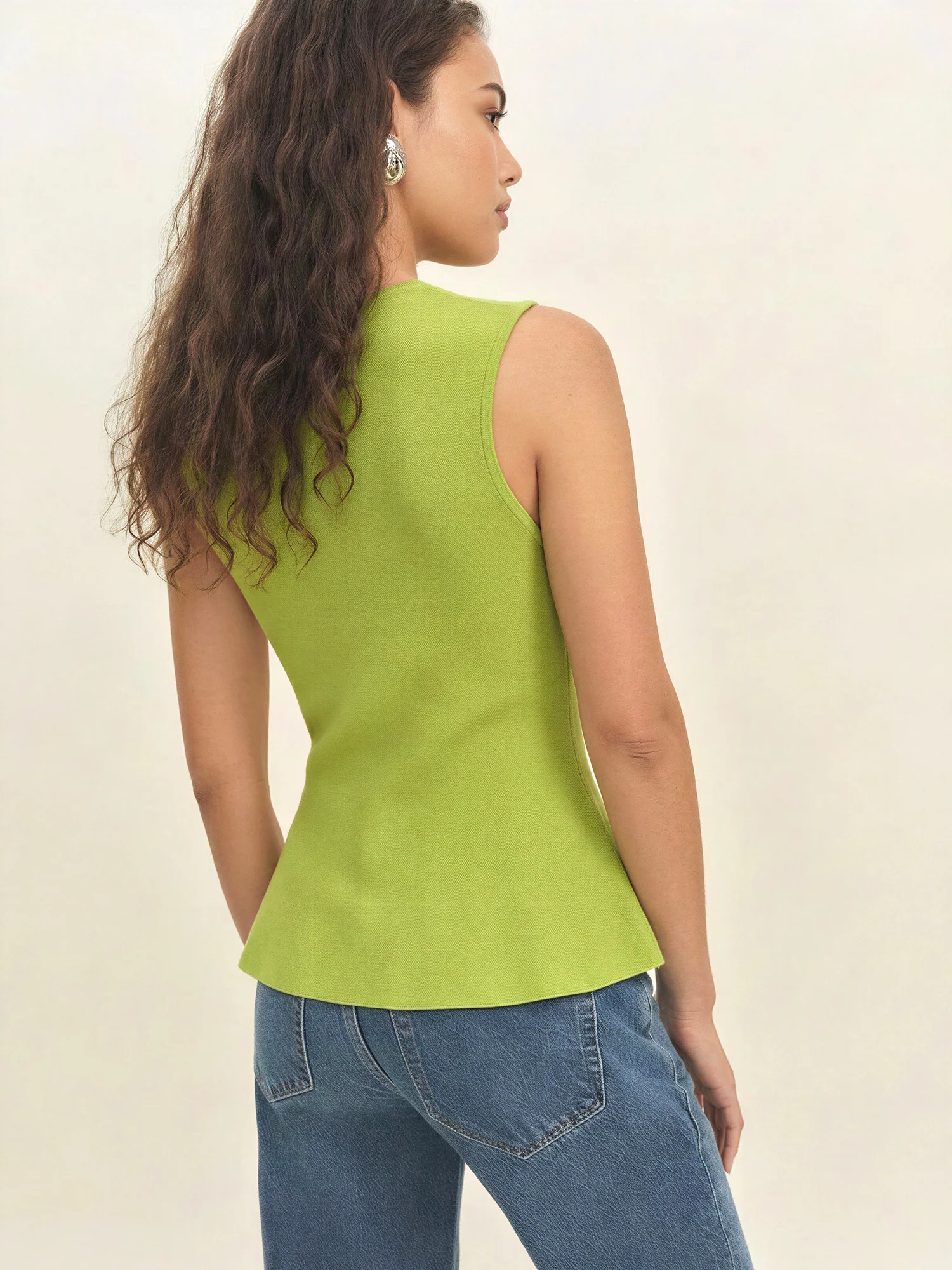 Sleeveless Pendant Knit Peplum Top - Image 9