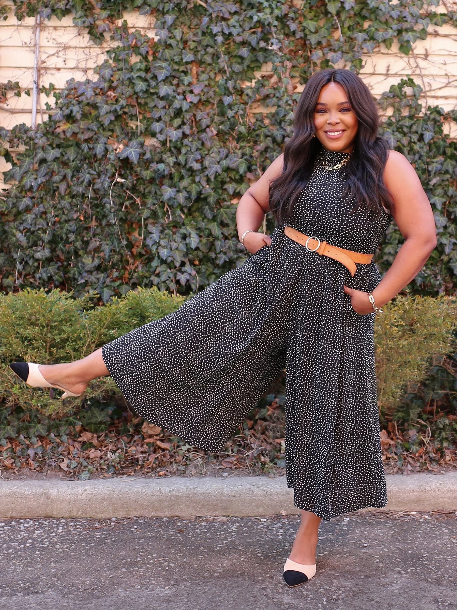 Sleeveless Polka-Dot Culotte Jumpsuit - The NY&C Legacy Collection - Image 4
