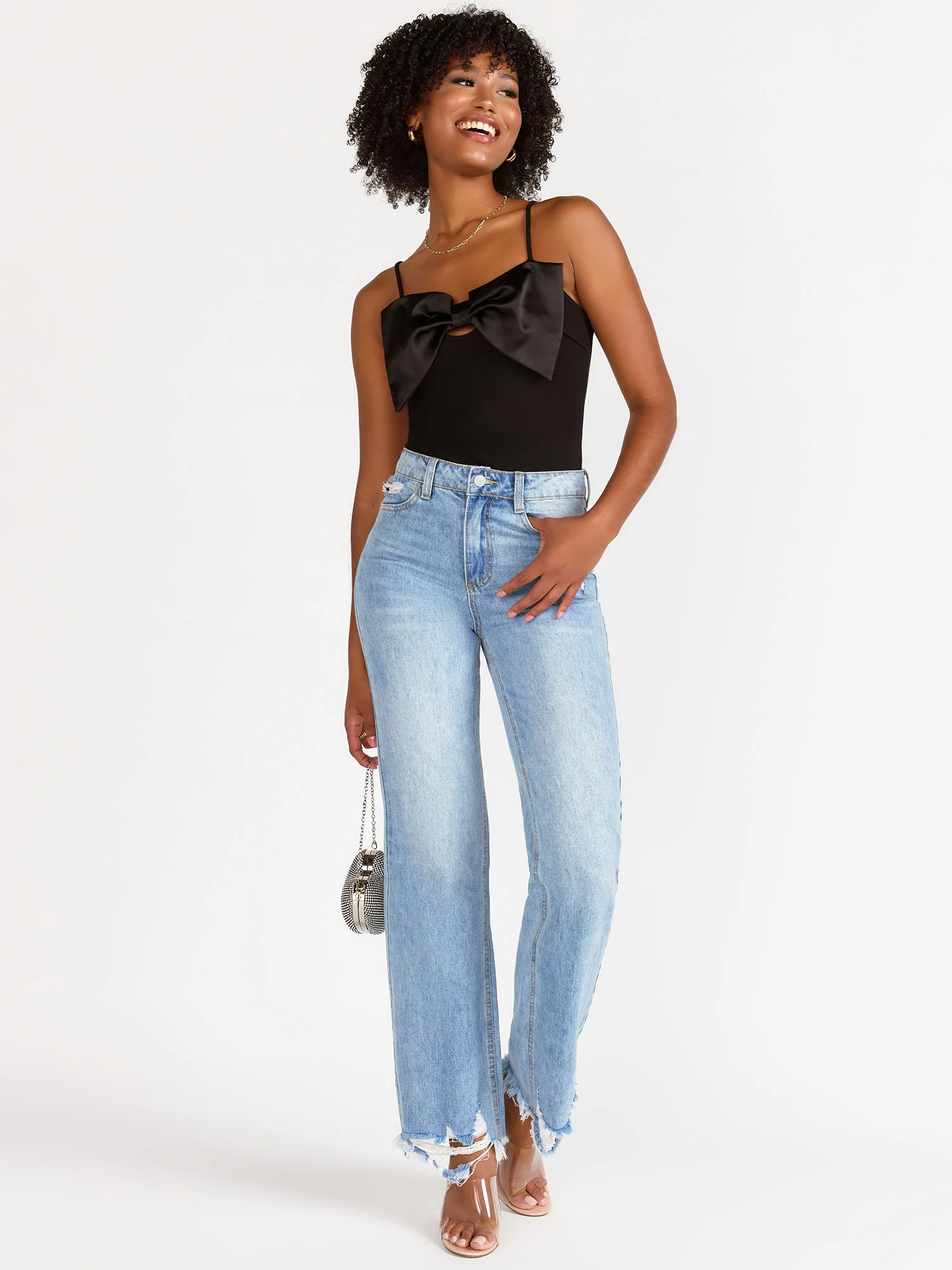 Sleeveless Satin Bow Front Bodysuit - Fore Collection - Image 4