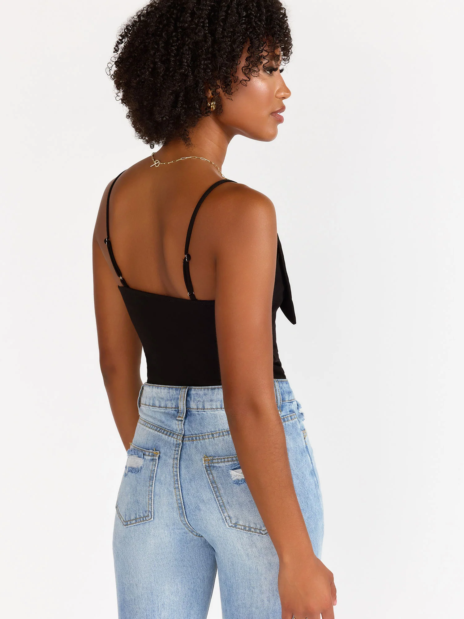 Sleeveless Satin Bow Front Bodysuit - Fore Collection - Image 5