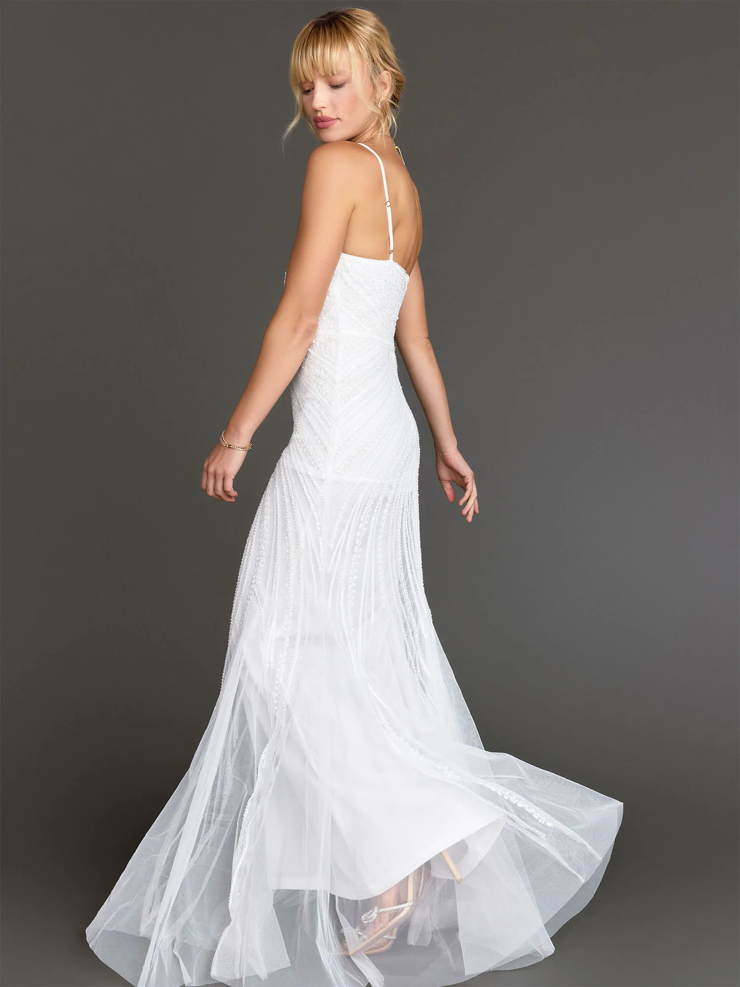 Sleeveless Sequin Tulle Evening Gown - Minuet - Image 3