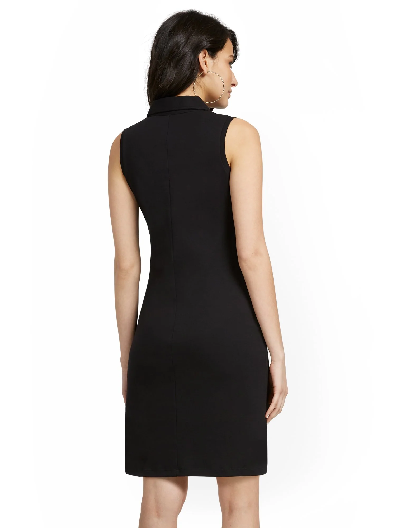 Sleeveless Split-Neck Polo Shift Dress - City Knits - Image 3