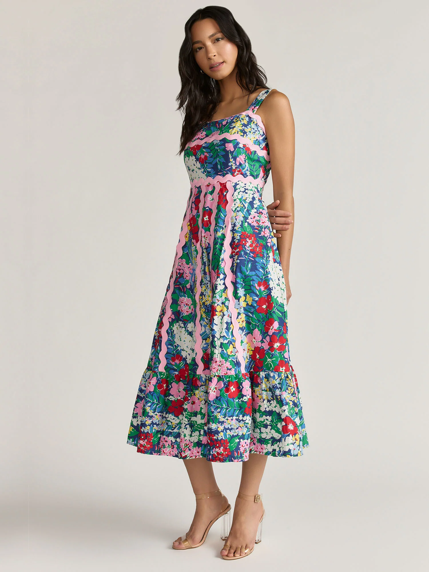 Just Me Sleeveless Square Neck Midi Dress - Brands We Love