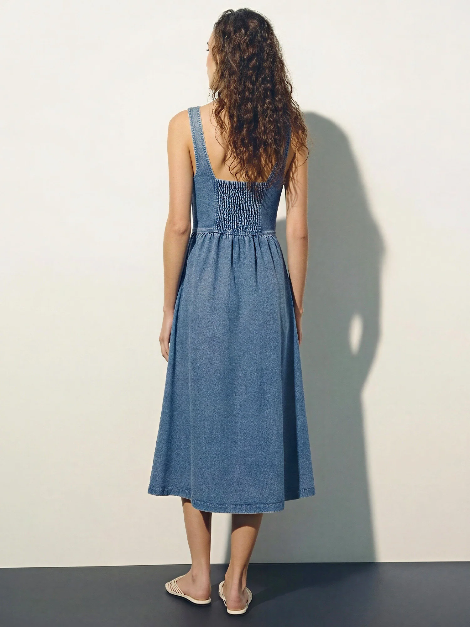 Sleeveless Sweetheart Button Front A-Line Midi Dress - Image 4