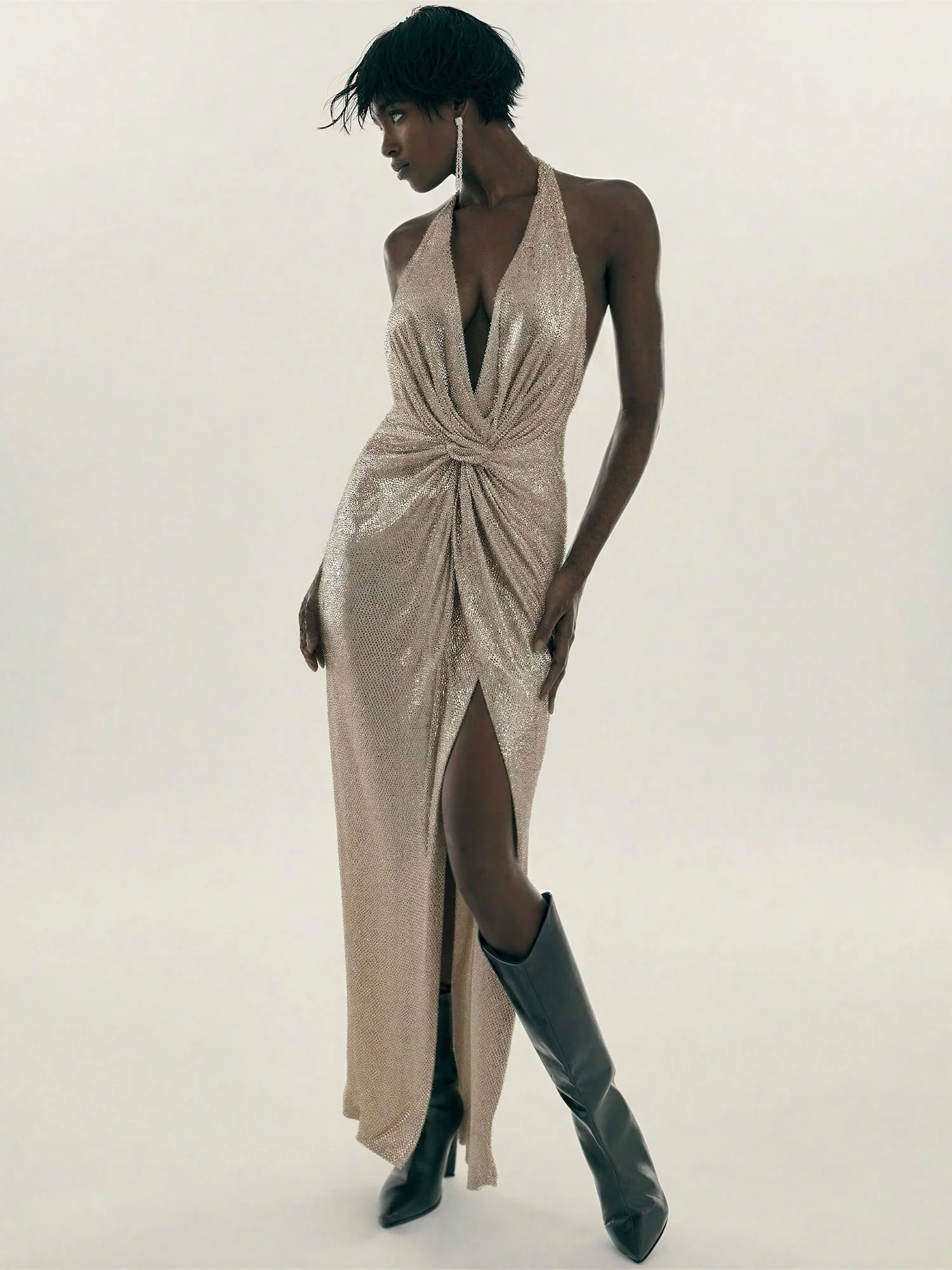 Sleeveless Twist Knot Sequin Midi Dress - Image 5