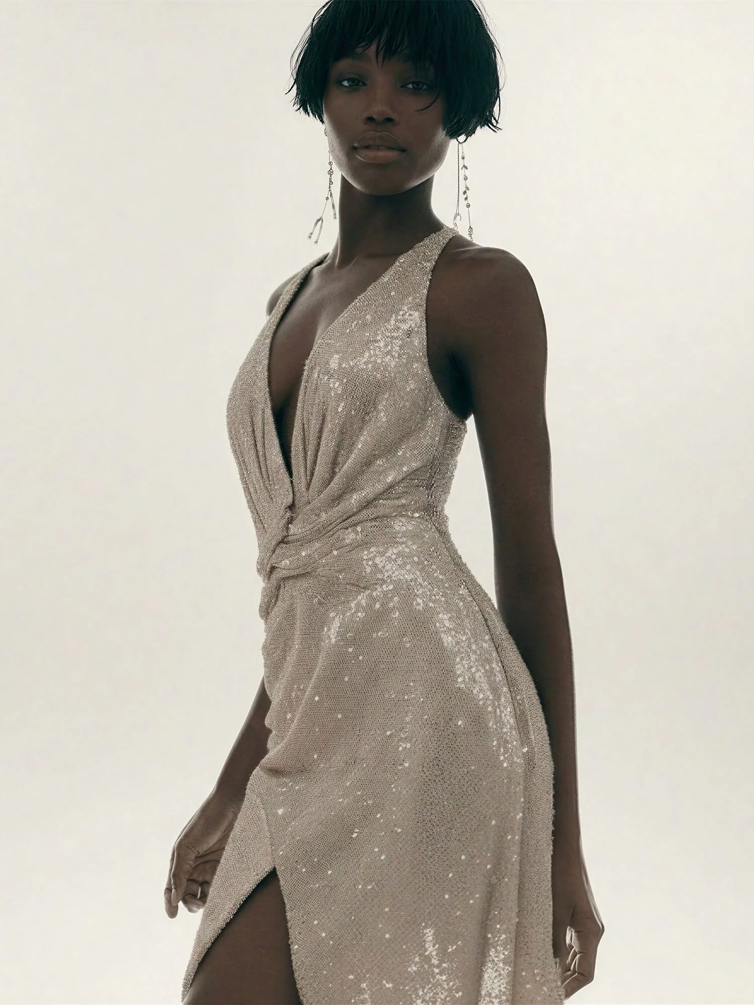 Sleeveless Twist Knot Sequin Midi Dress - Image 6