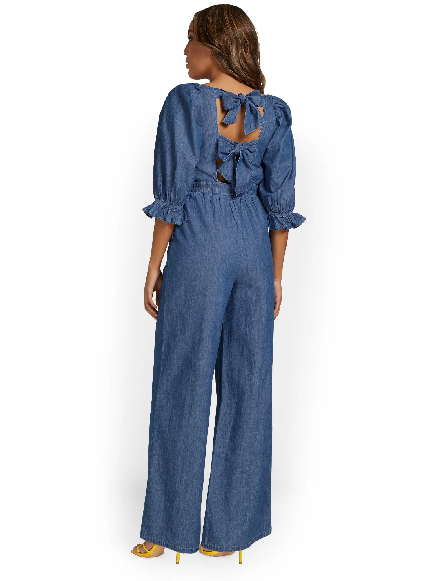 Smocked Chambray Jumpsuit - Image 3