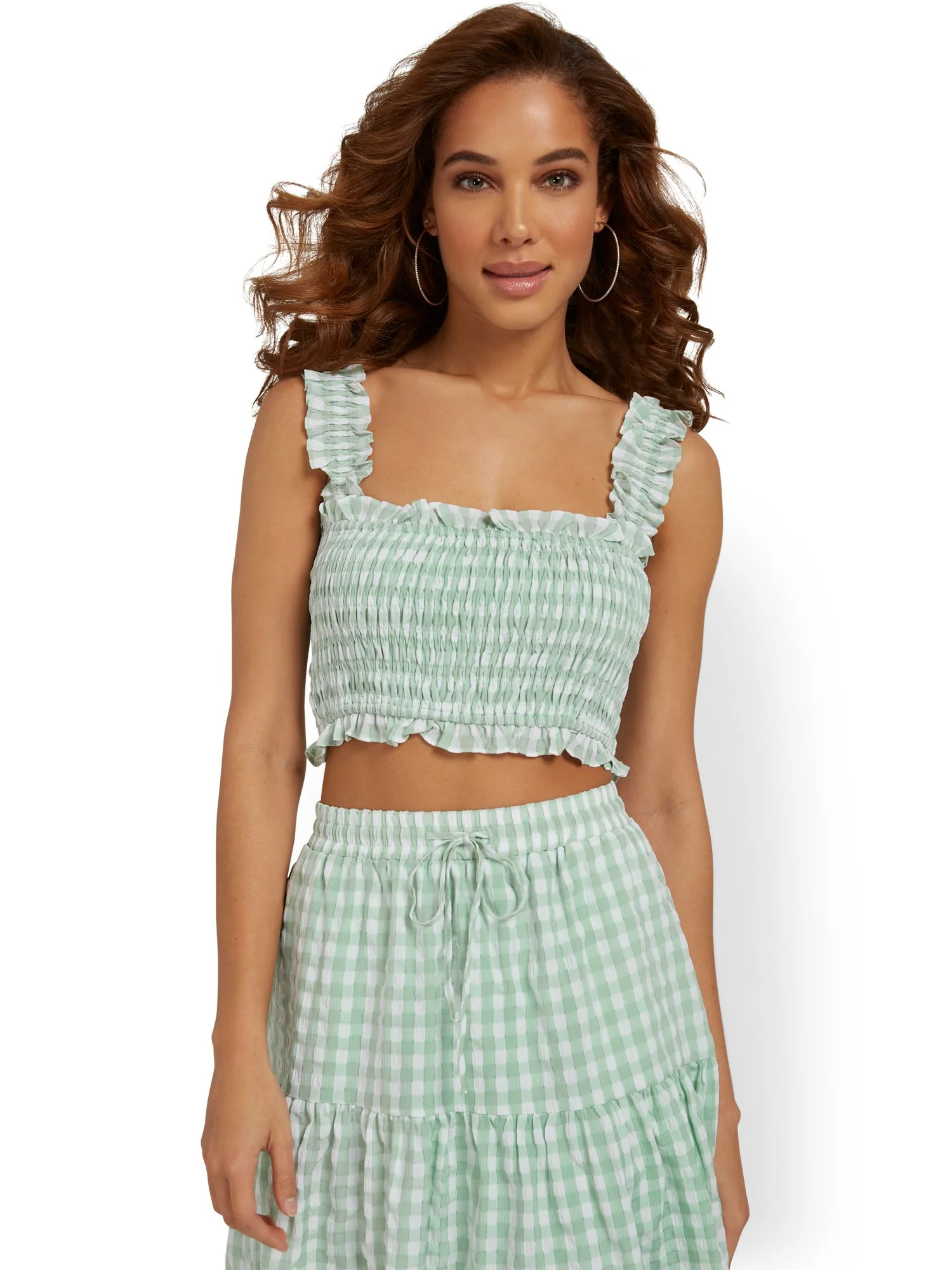Lena Smocked Gingham Crop Top - Brands We Love - Image 6