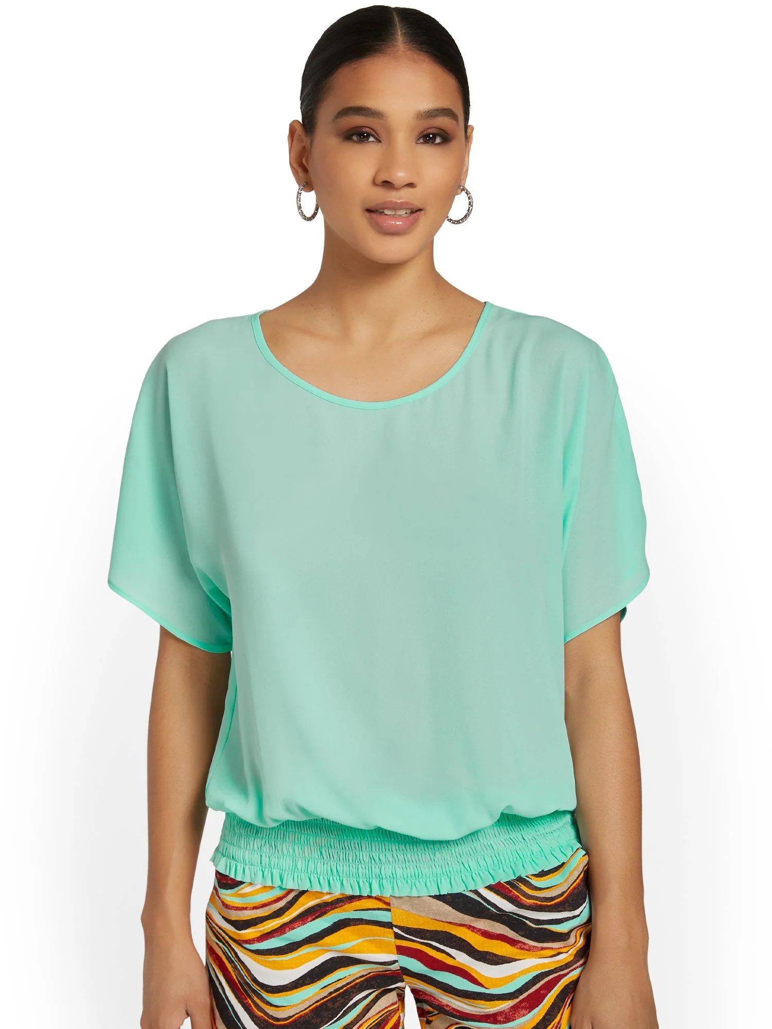 Smocked-Hem Dolman Blouse - Image 12