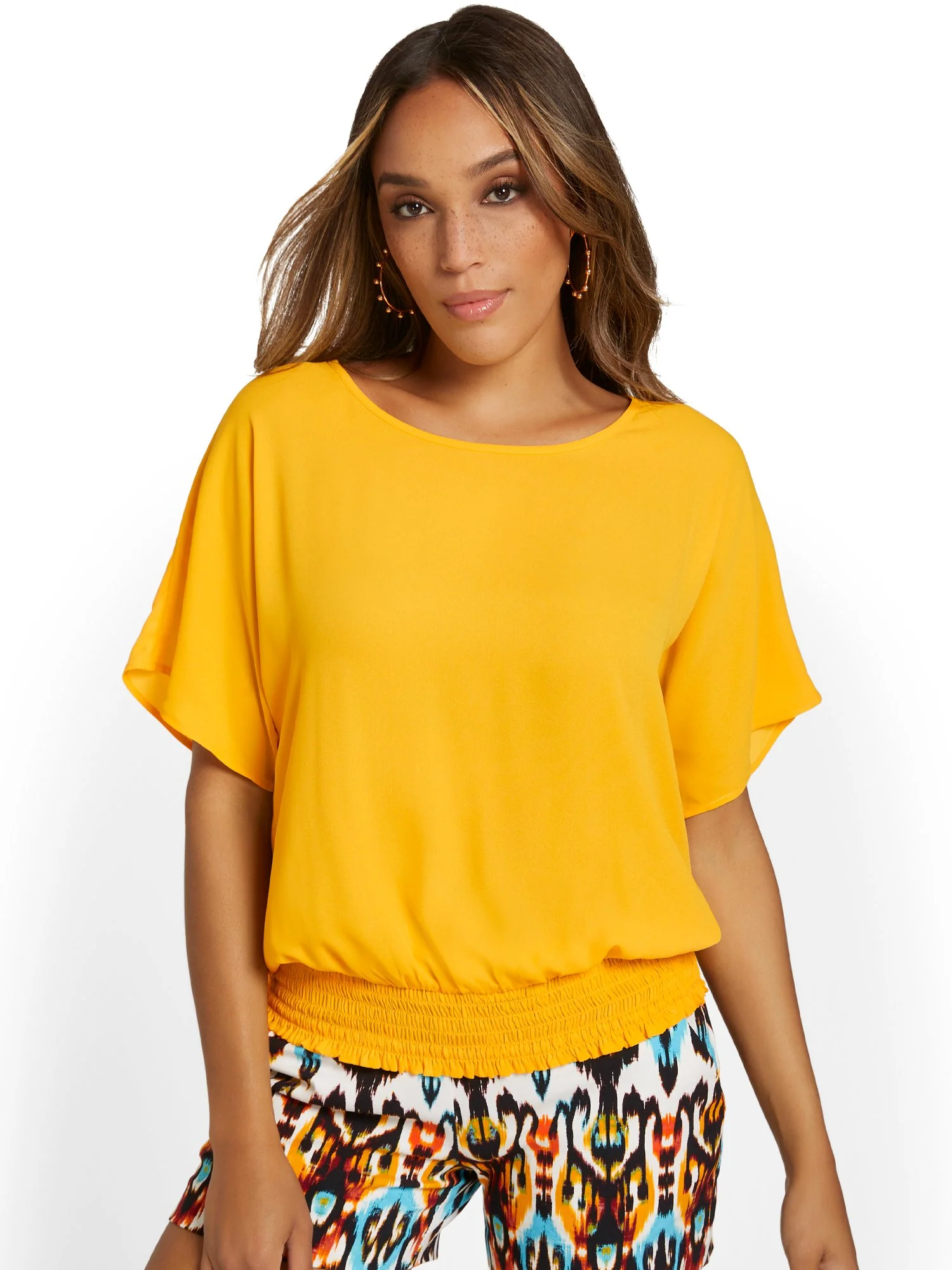 Smocked-Hem Dolman Blouse - Image 8
