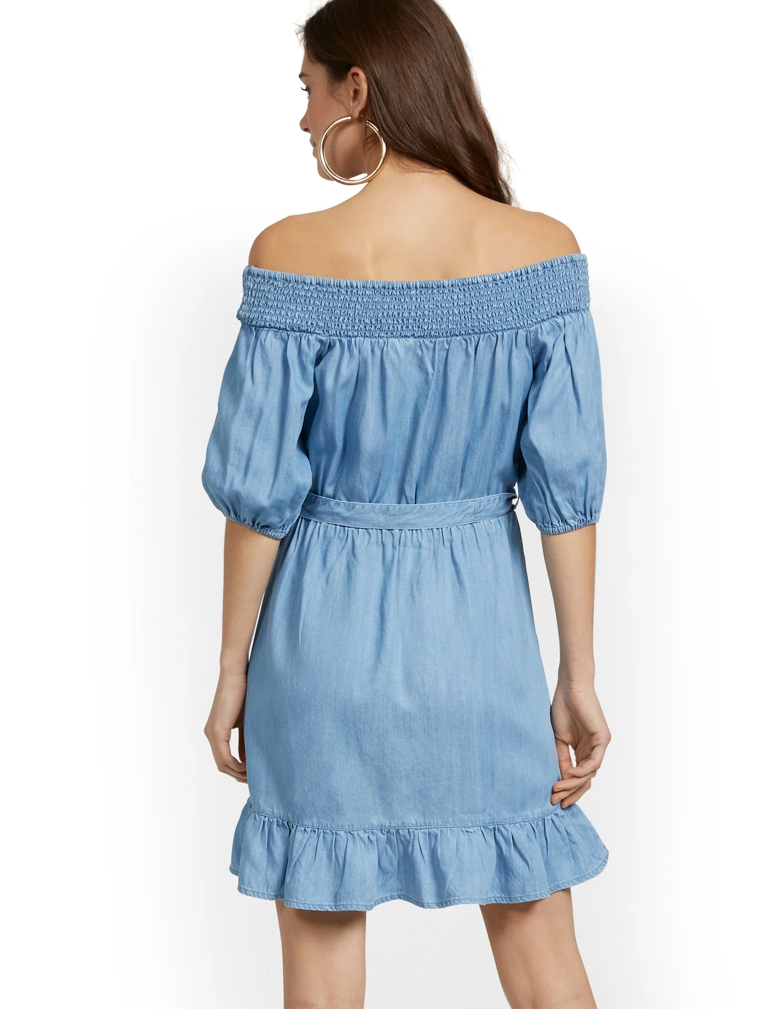 Smocked Off-The-Shoulder Ruffle Dress - Image 3