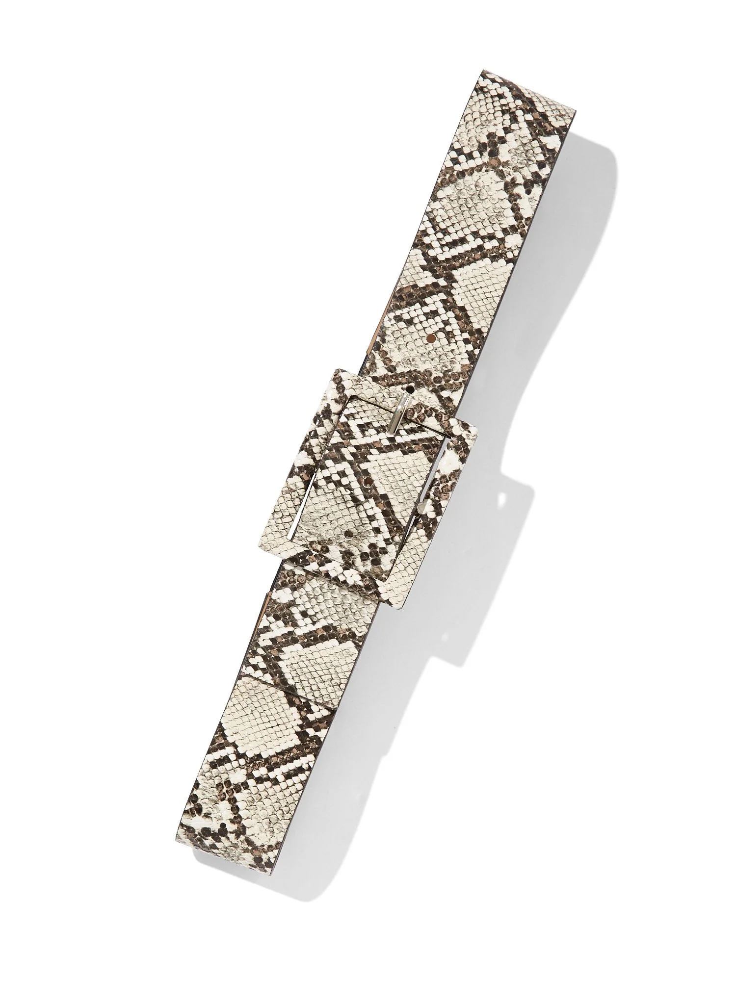Snake-Print Buckled Stretch Belt