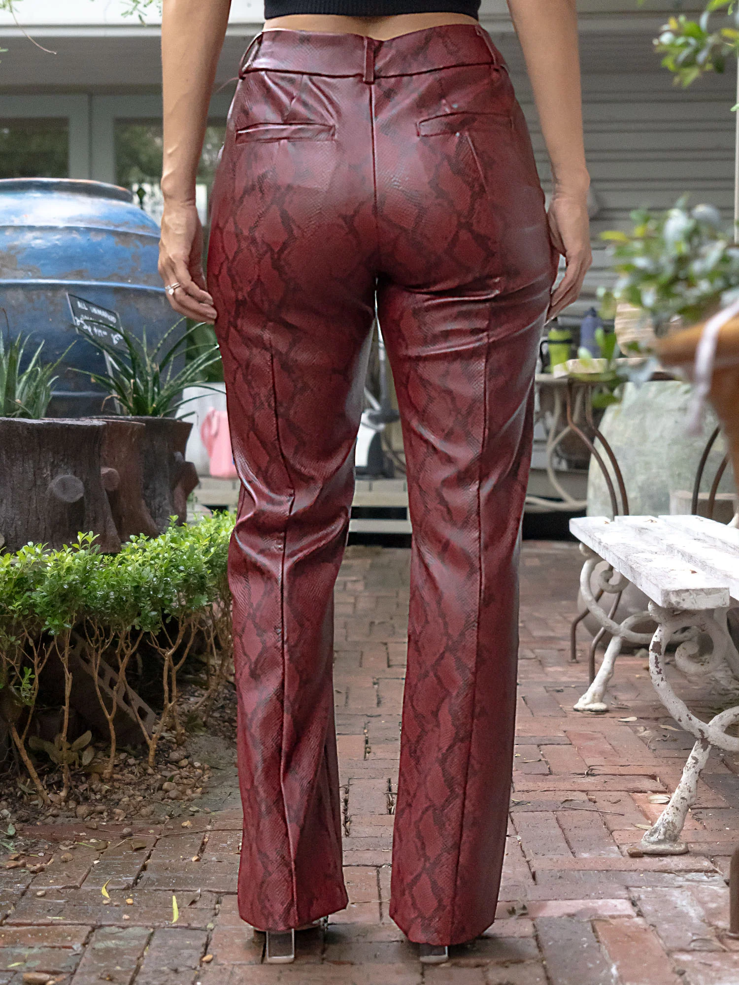 Tonal Snake Print Straight Leg Pants - Image 2