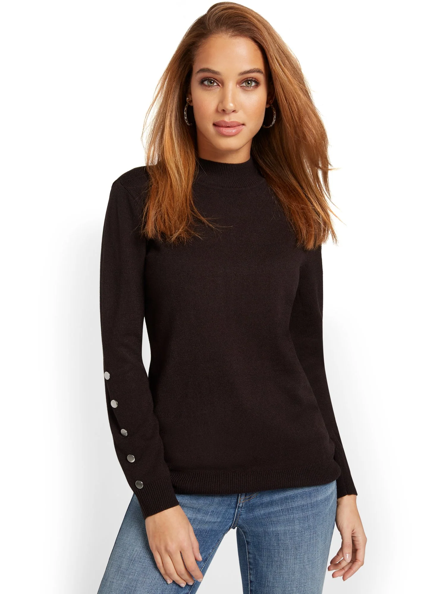 Snap-Sleeve Turtleneck Sweater - Image 2