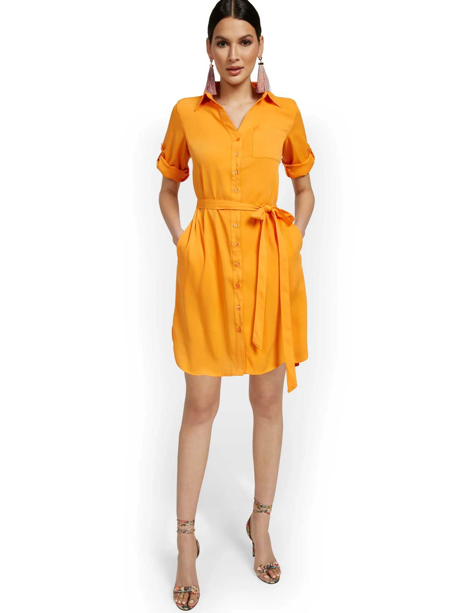 Soft Elbow-Sleeve Shirtdress - Image 5