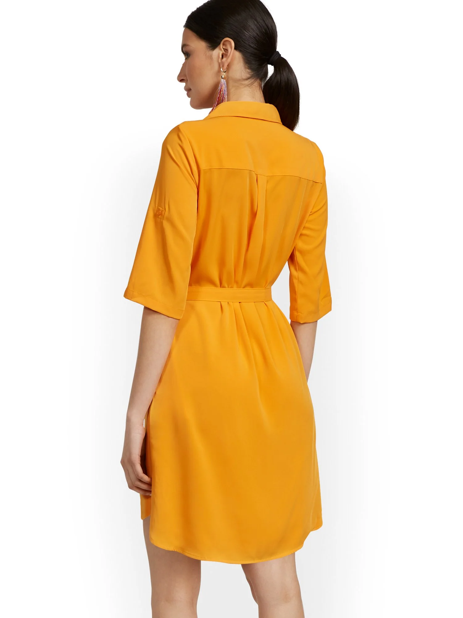 Soft Elbow-Sleeve Shirtdress - Image 6